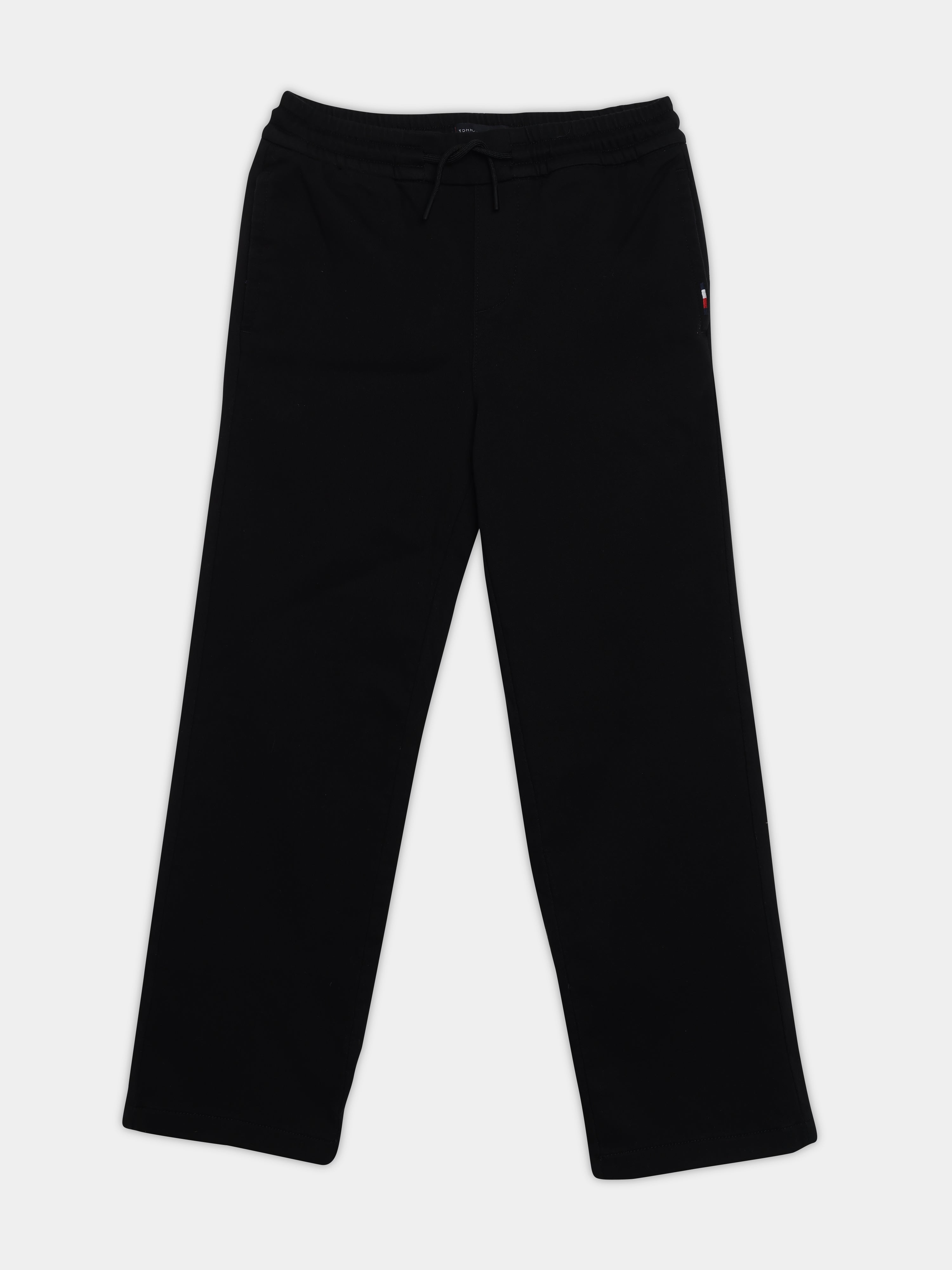 Girls Black Cotton Blend Casual Drawstring Bottom