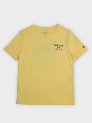 Girls Yellow Graphic Cotton Casual Knit Top
