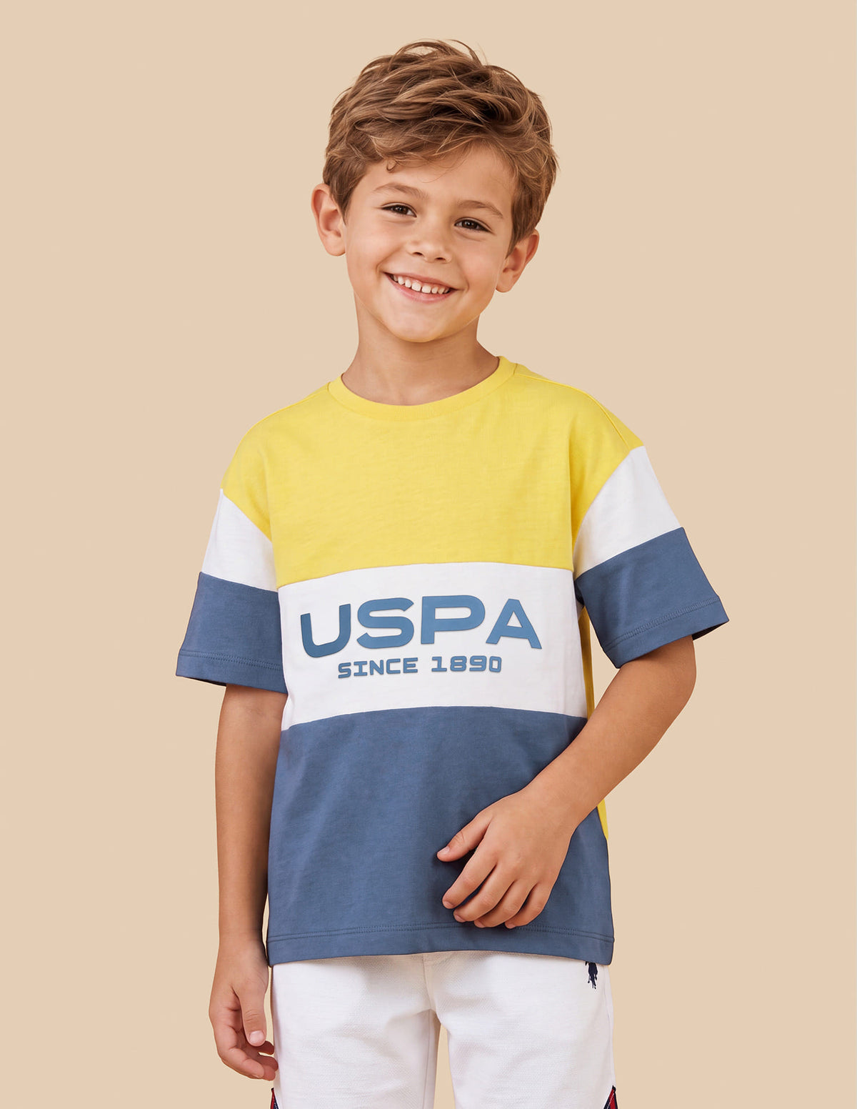Boys Yellow Cotton Logo Print Oversized Fit T-Shirt