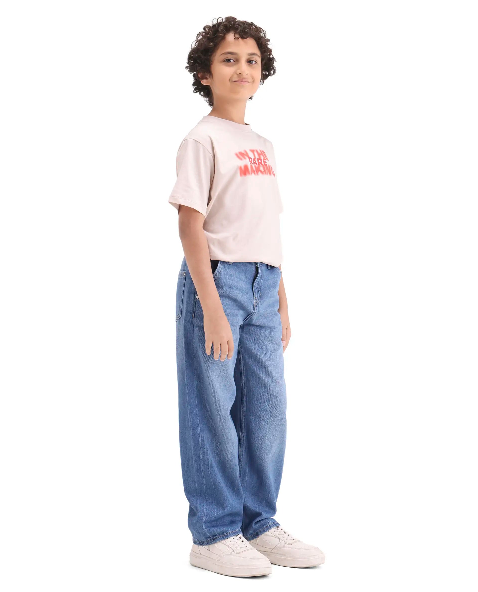 Boys Blue Slouchy Fit Shank Button Jeans