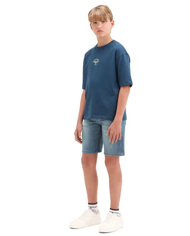 Rare Ones Boys Light Blue Regular Fit Cotton Blend Shorts