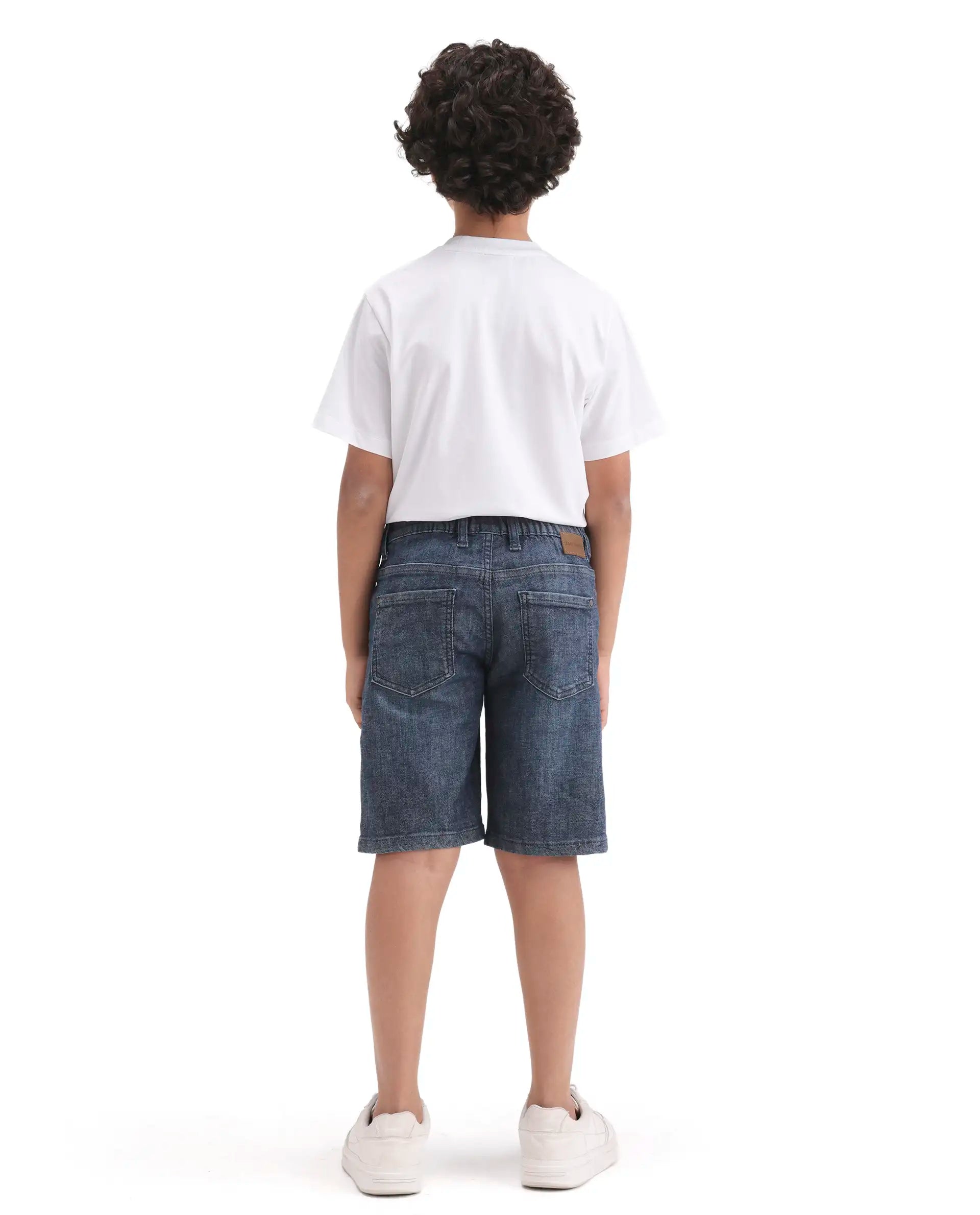 Rare Ones Boys Dark Blue Regular Fit Cotton Blend Shorts