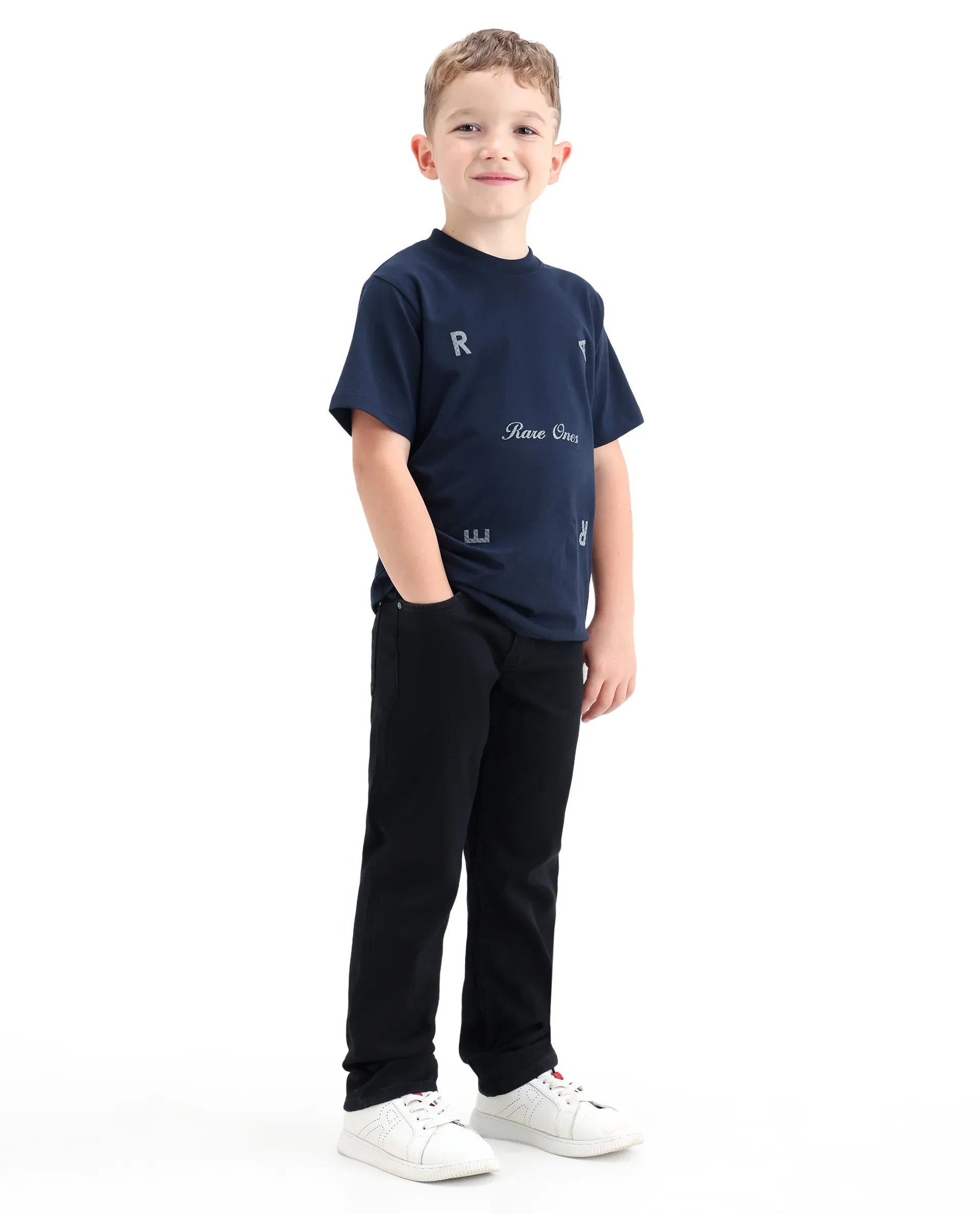 Rare Ones Boys Clif Black Regular Fit Cotton Blend Jeans