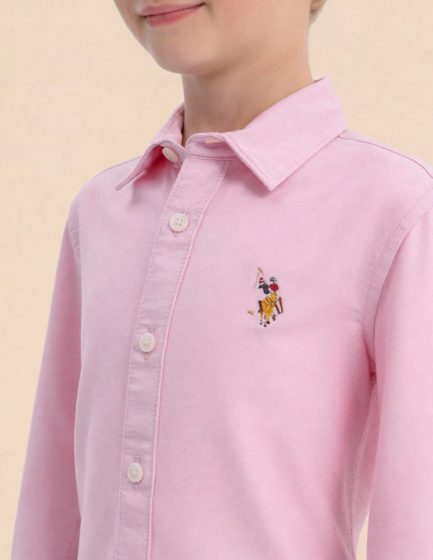 Boys Pink Solid Cotton Oxford Shirt – Regular Fit