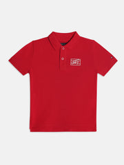 Girls Red Logo Regenerative Cotton Casual Polo Knit Top