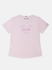 Girls Pink Logo Cotton Blend Casual Knit Top