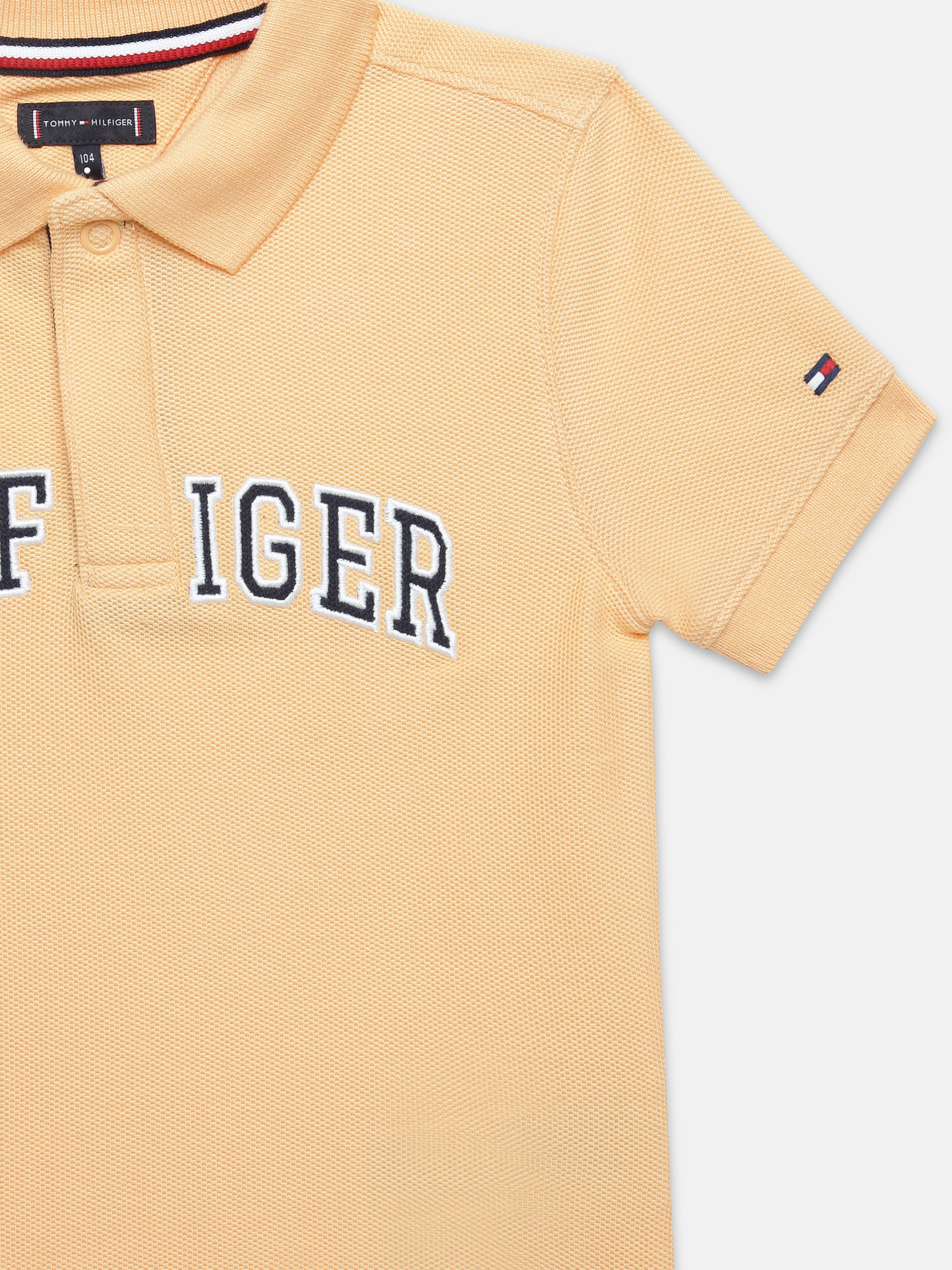 Boys Orange Logo Cotton Blend Polo Knit Top Regular Fit