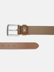 Boys Solid Brown Leather Belt Winter Cognac