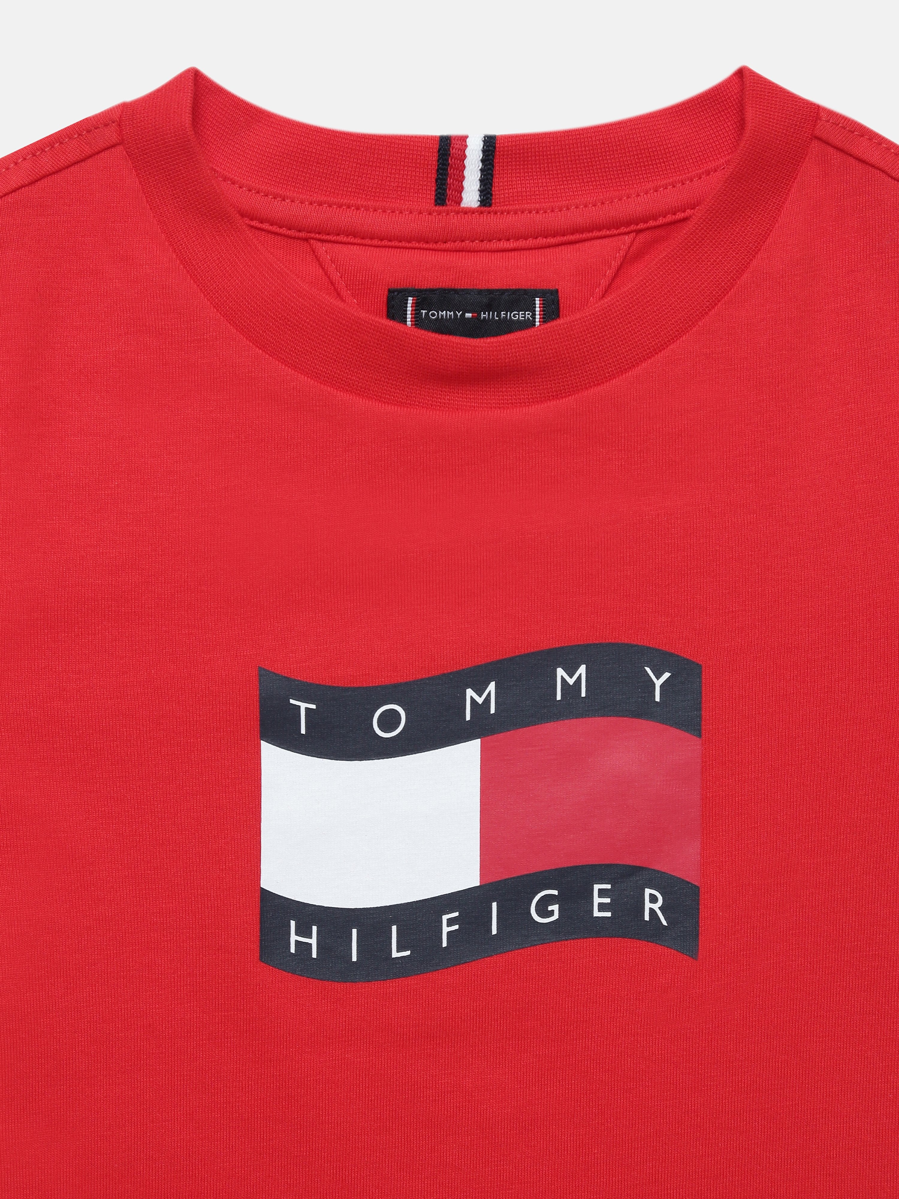 Boys Red Logo Crew Neck Regular Fit T-Shirt