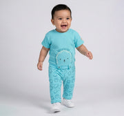 Waffle Tee & Aop Bottom Co-Ord Set Teal
