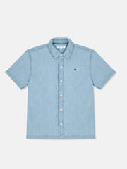 Embroidered Logo Blue Better Cotton Denim Shirt for Boys