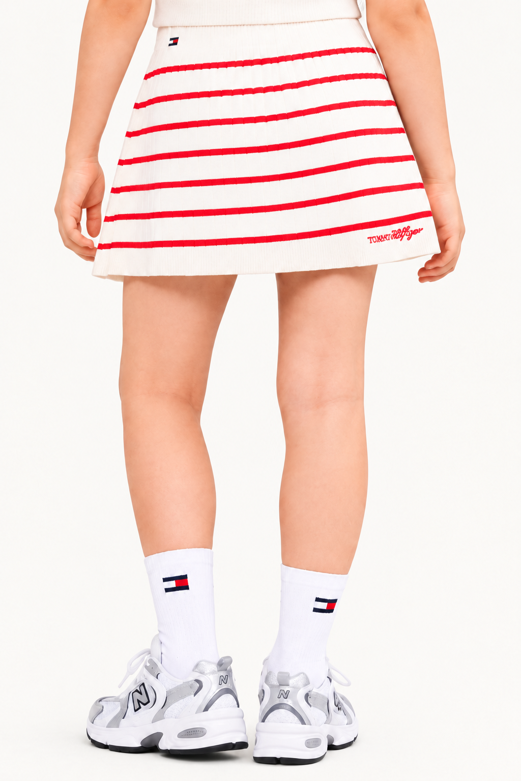 Girls Regular Fit Striped Mid Rise Skirt Red Alert Stripes