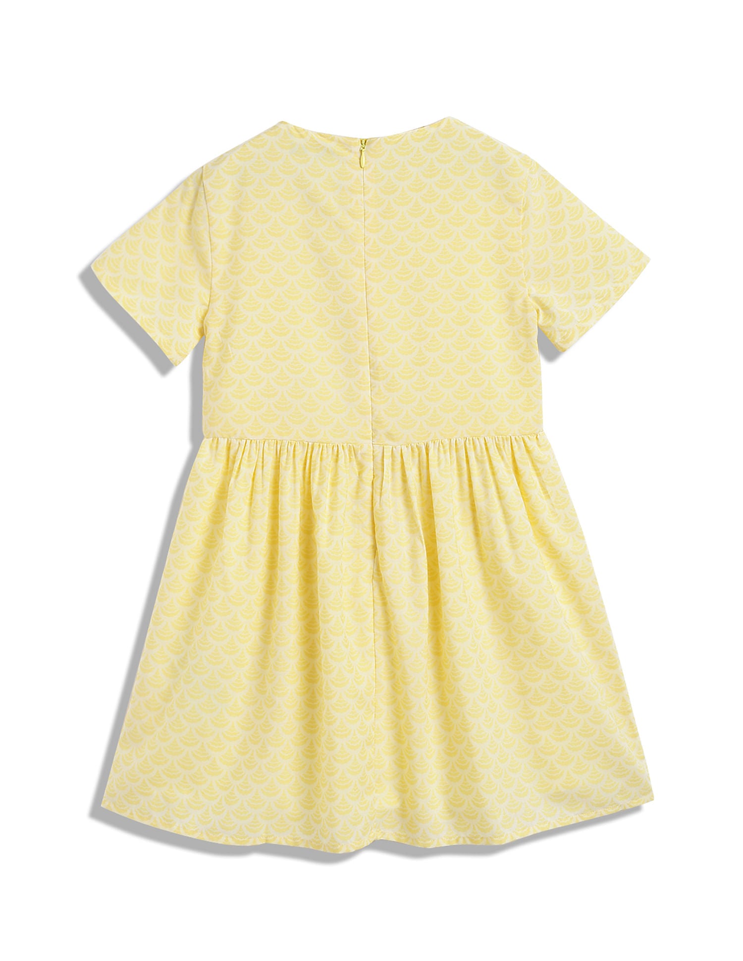 Girls Yellow Self-Design Casual Knee-Length Dress