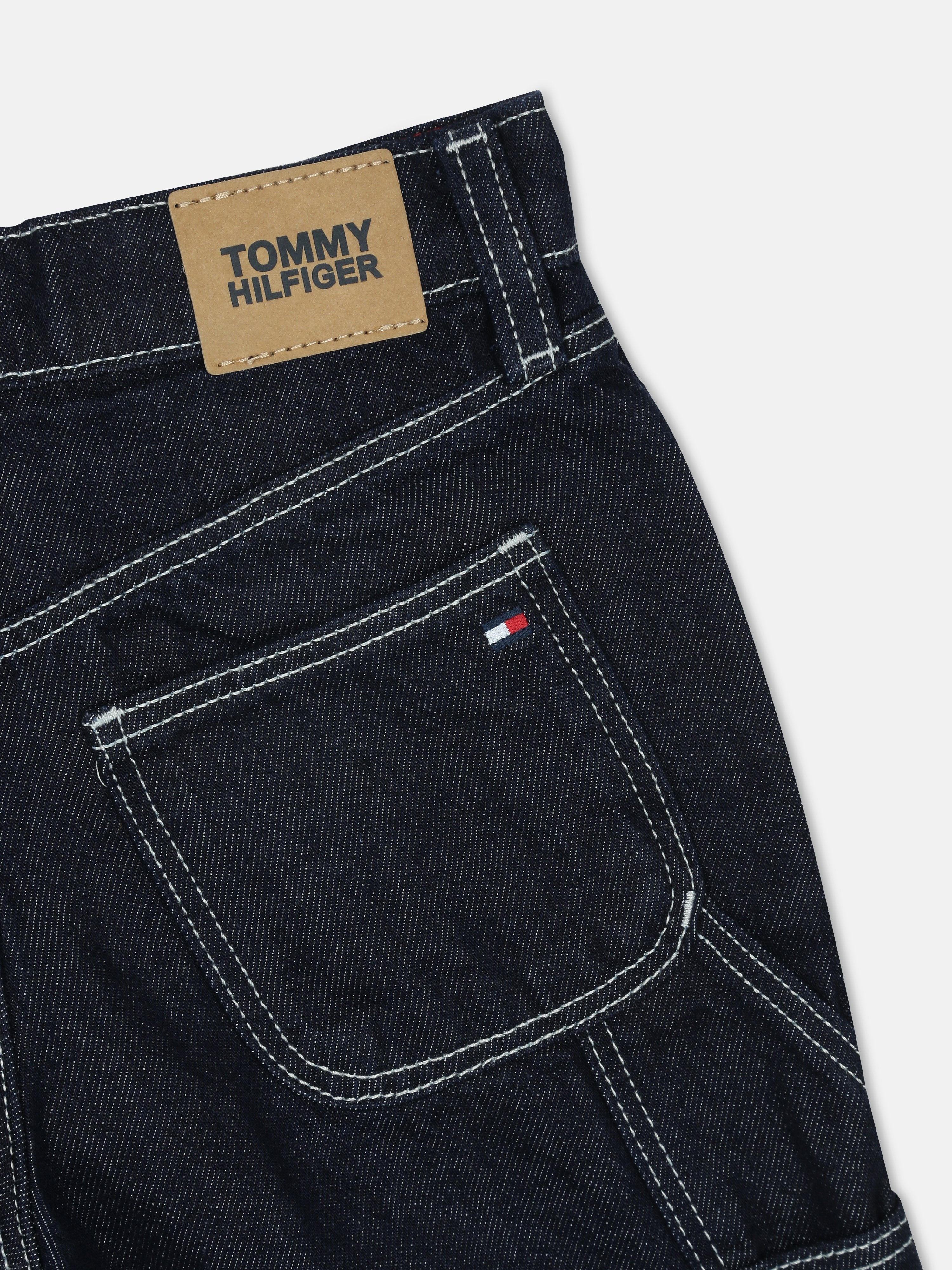 Girls Dark Blue Loose Fit Straight Non-Denim Pants