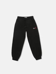 Girls Regular Fit Logo Mid Rise Jogger Black