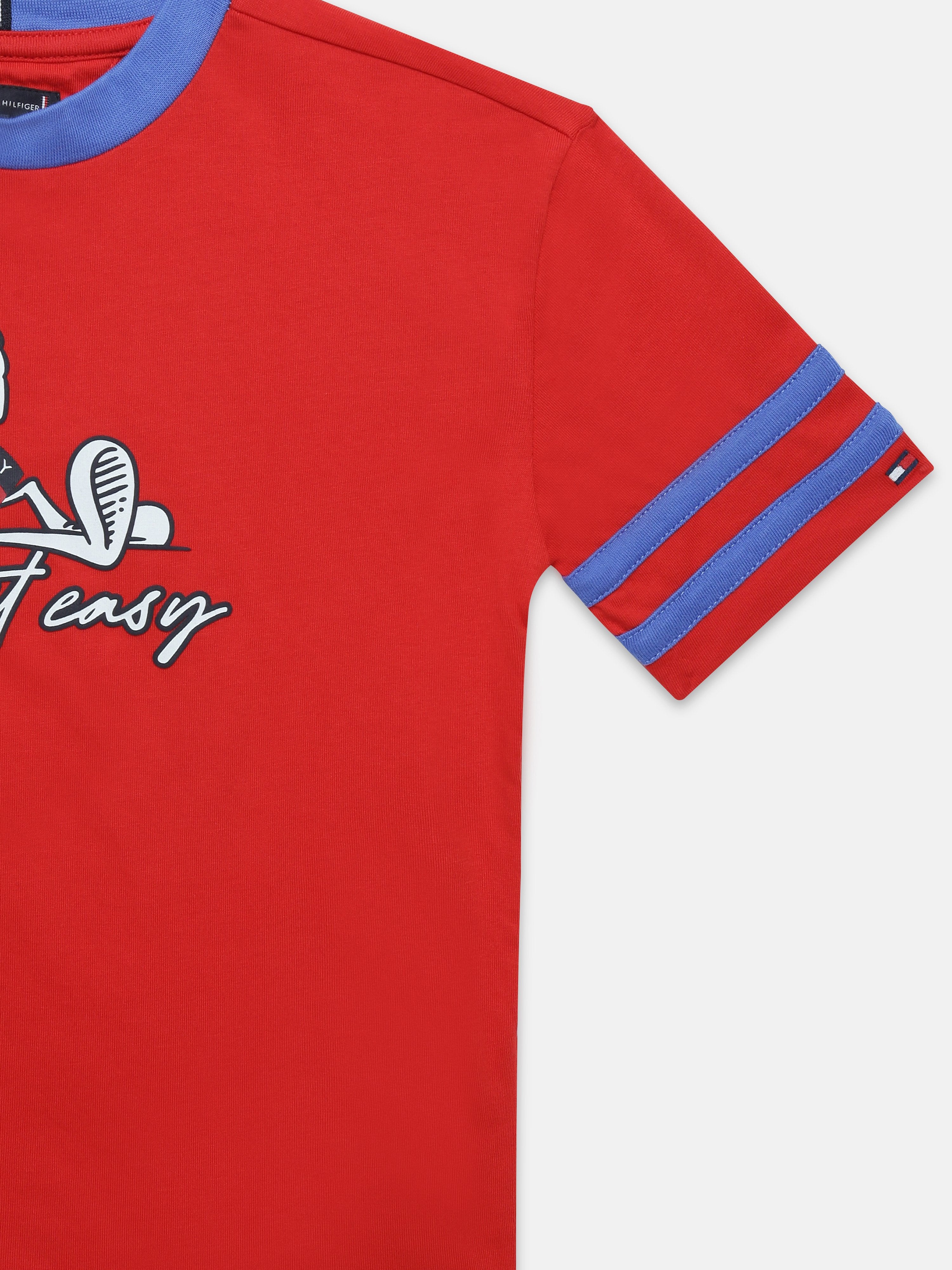 Boys Red Graphic Crew Neck Regular Fit T-Shirt