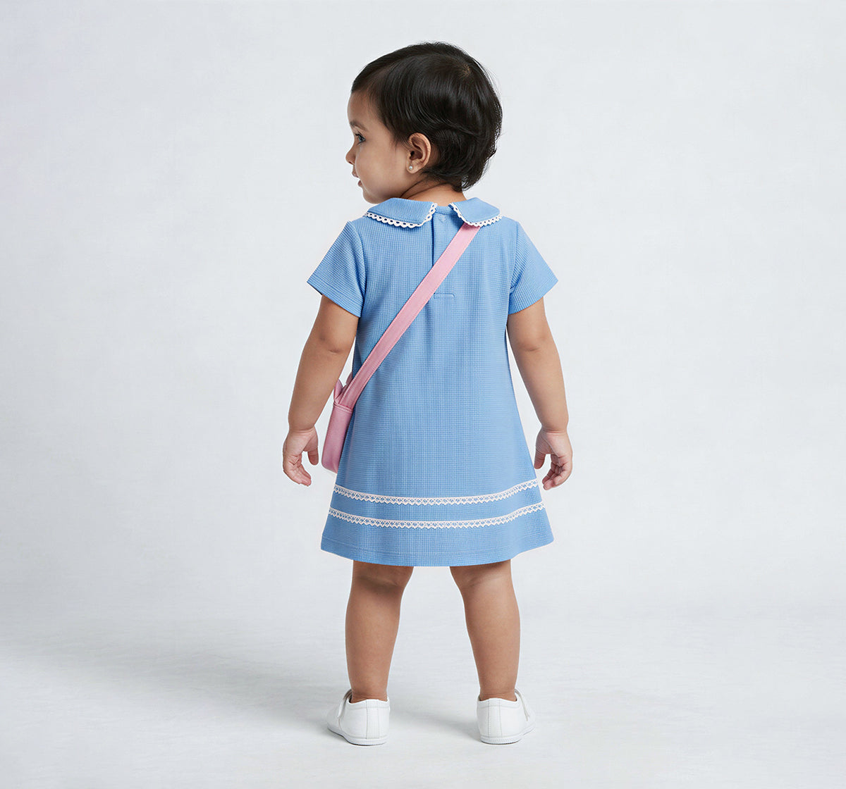 Pique Dress with Character Bag Blue