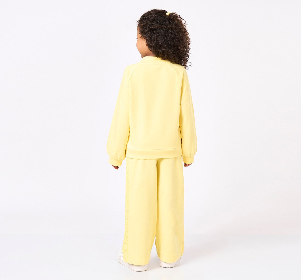 Jacket and Pant with Lace Panels Set Yellow
