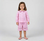 Solid Top & Pant Set with Embroidery Pink