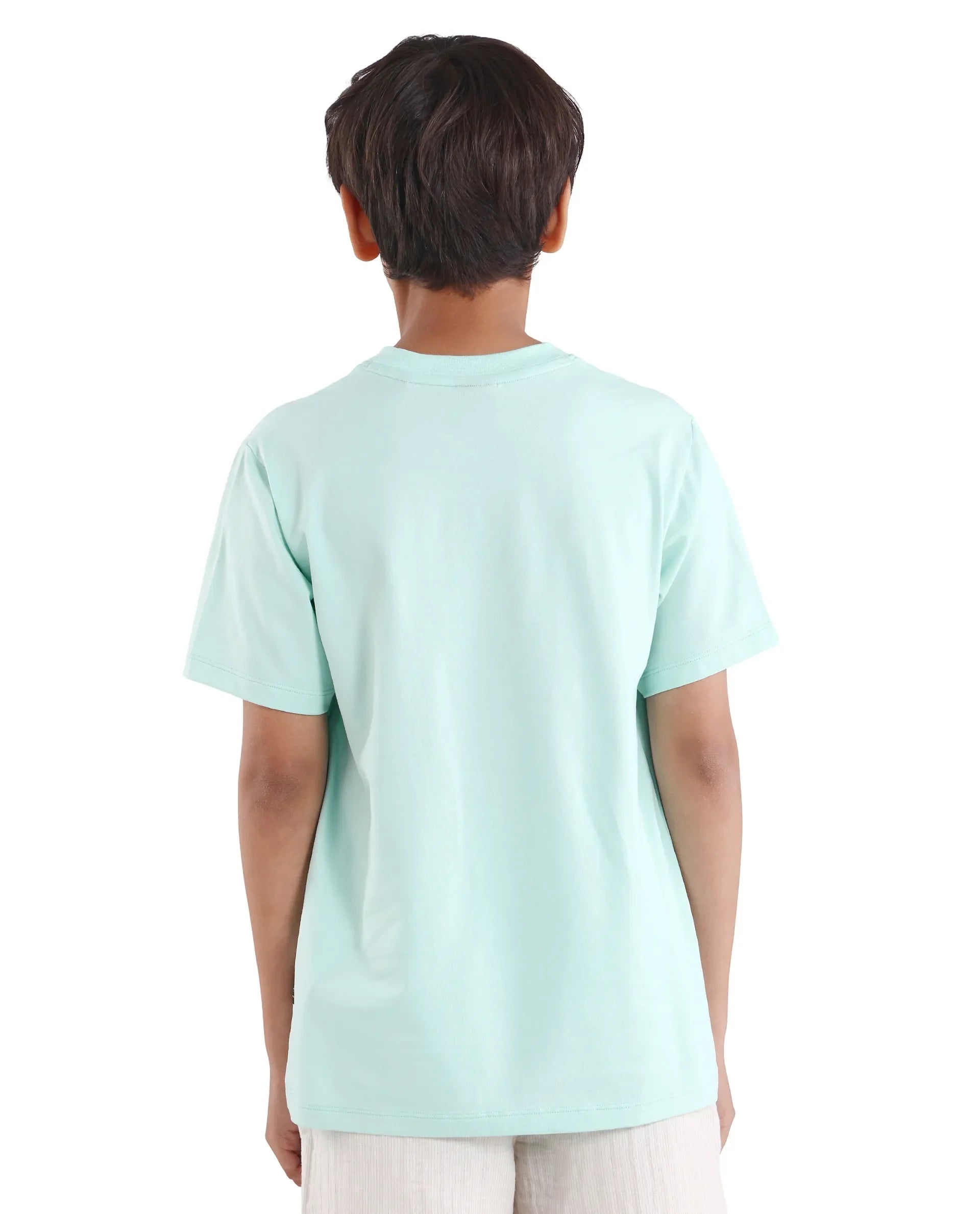 Boys Pastel Blue HD Print Regular Fit T-Shirt