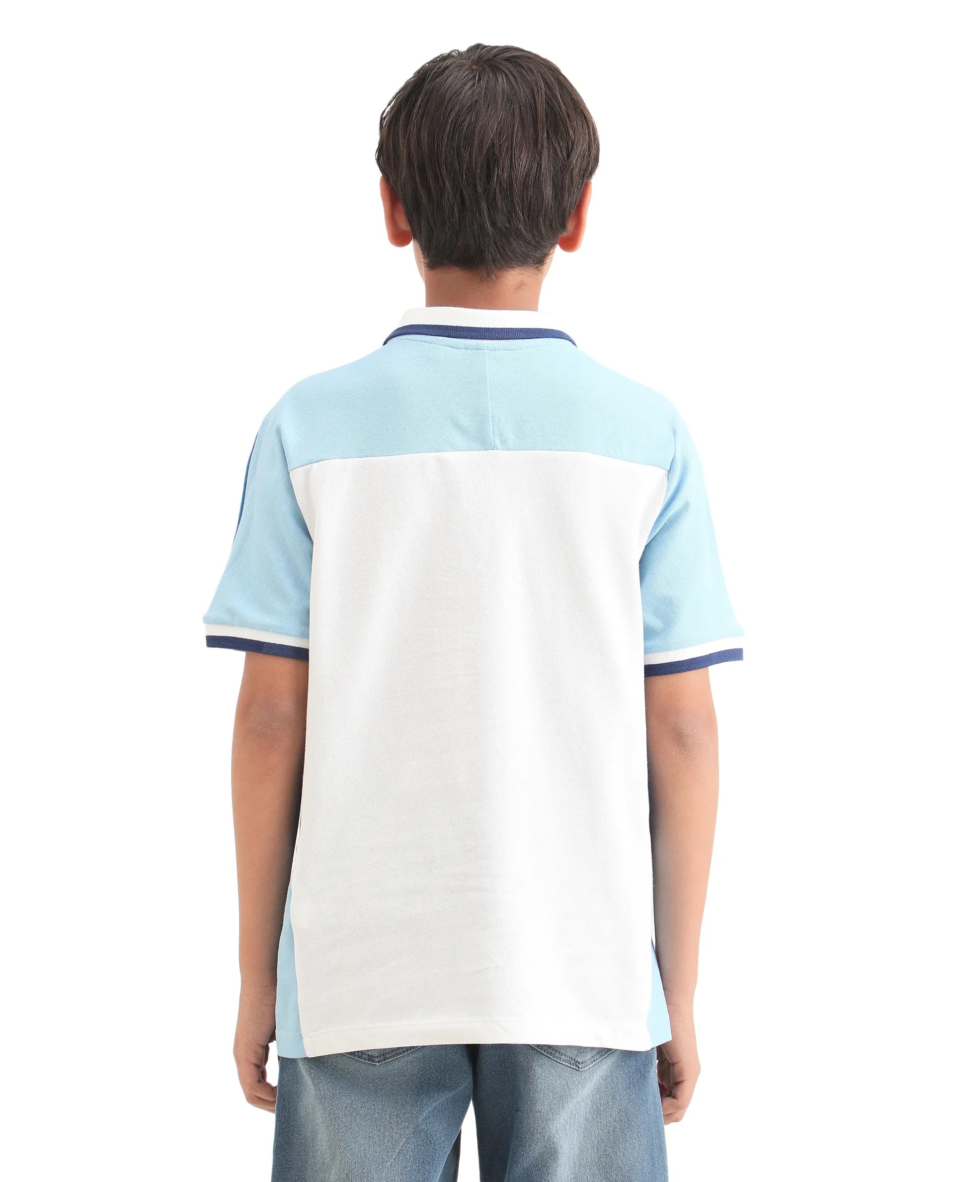 Boys Off White Embroidered Zipper Polo