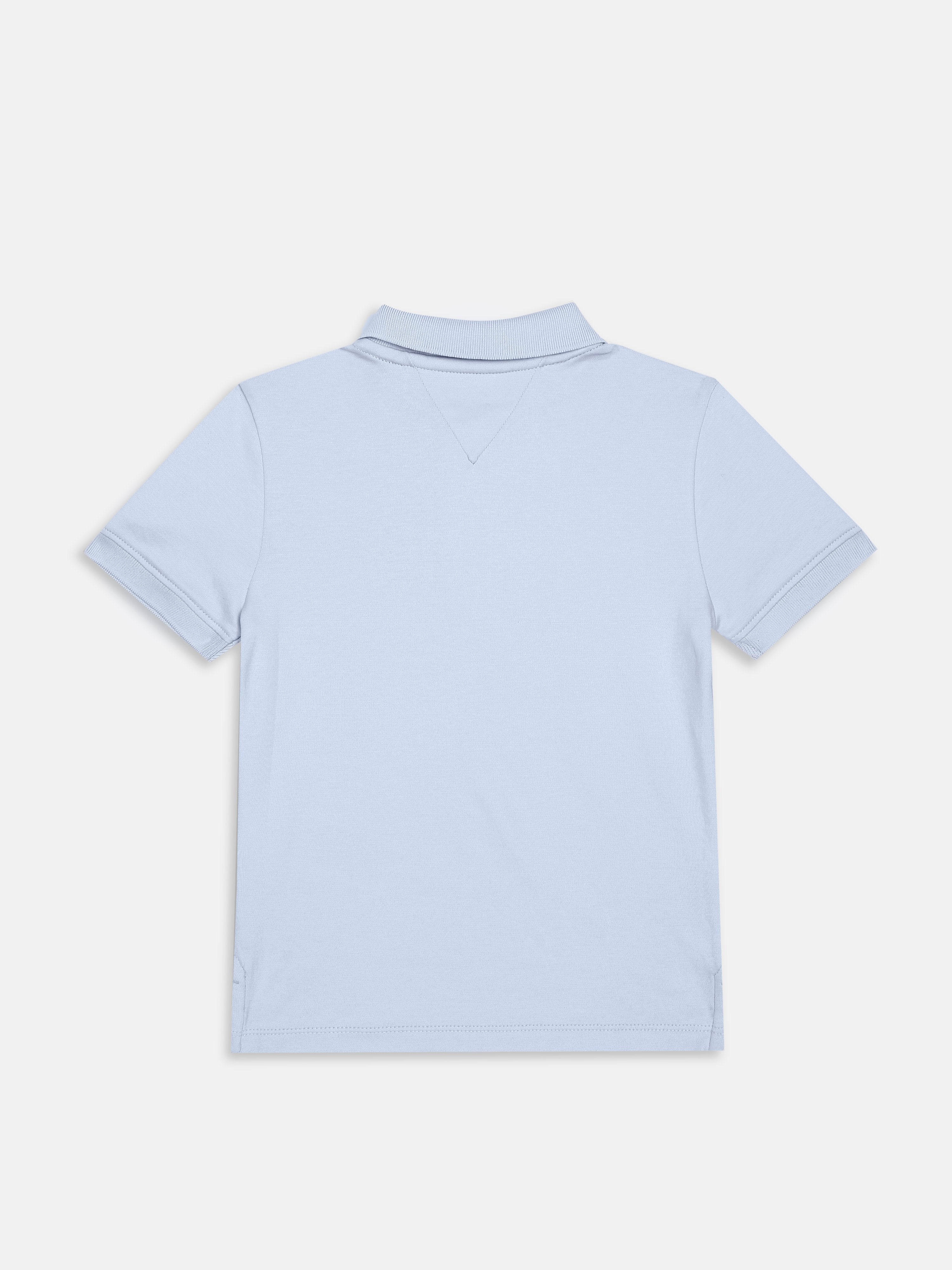 Boys Blue Logo Polo Collar Regular Fit Cotton Knit Top