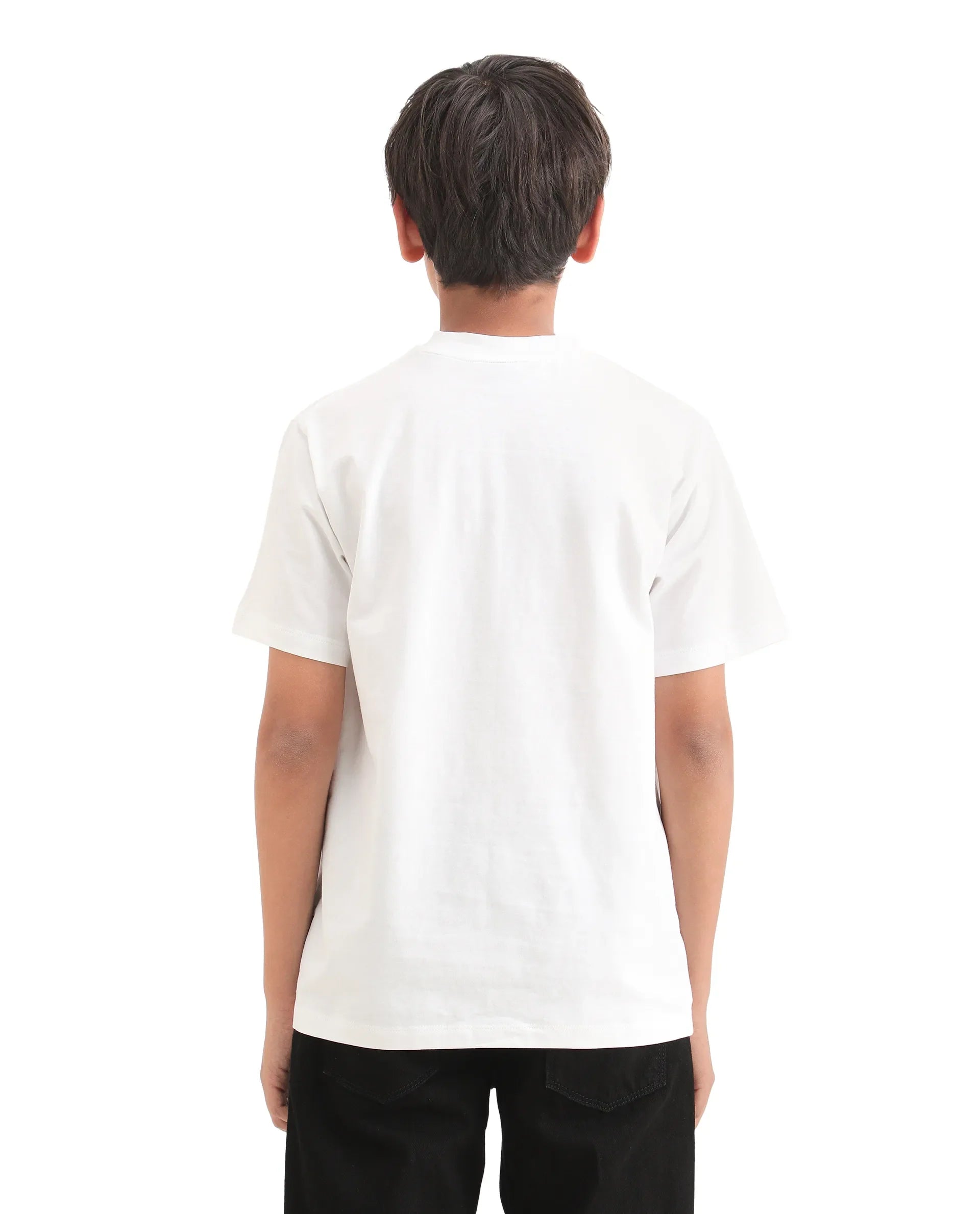 Rare Ones Boys White Regular Fit Cotton Blend T-Shirt