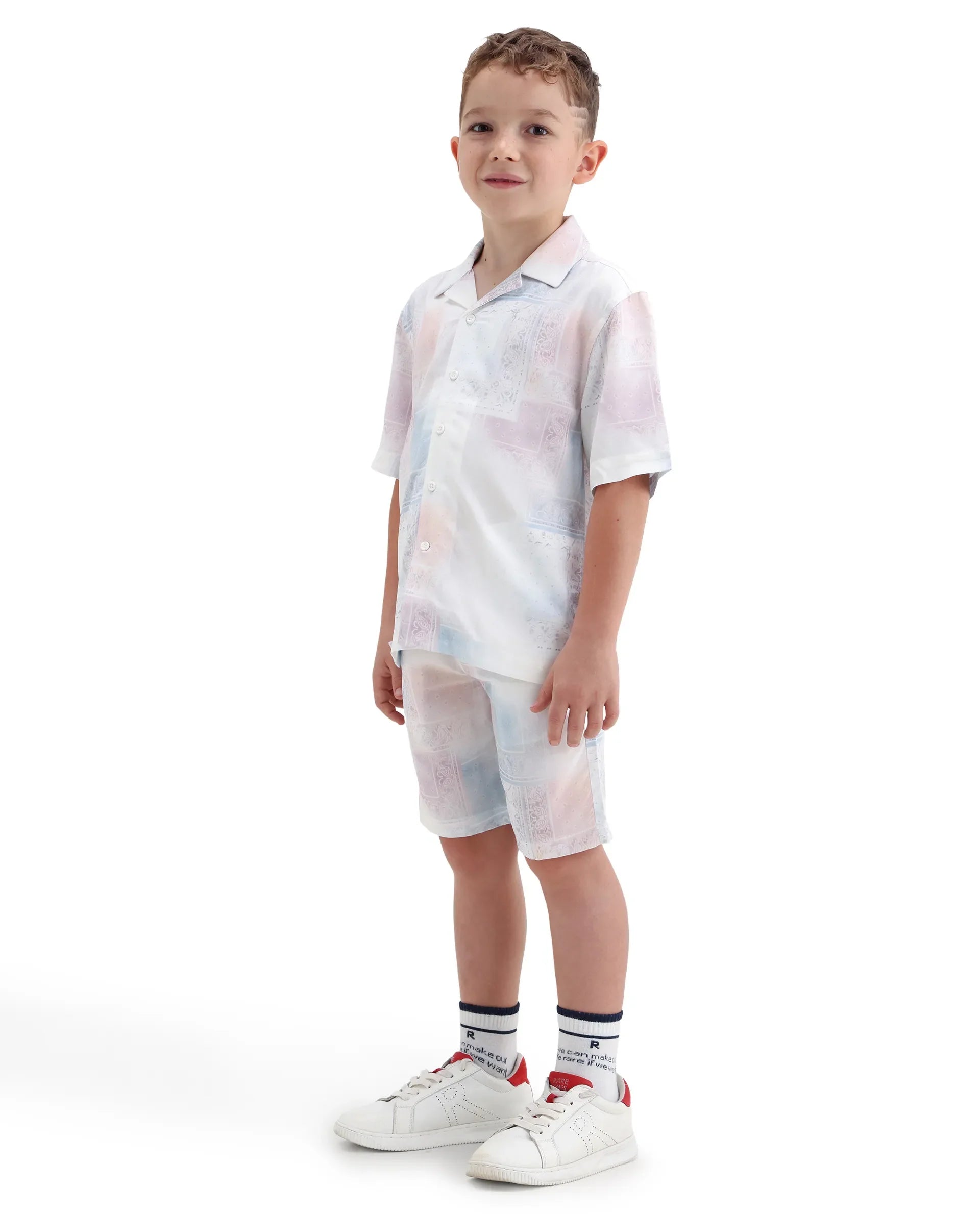 Boys Off White Regular Fit Viscose Shorts
