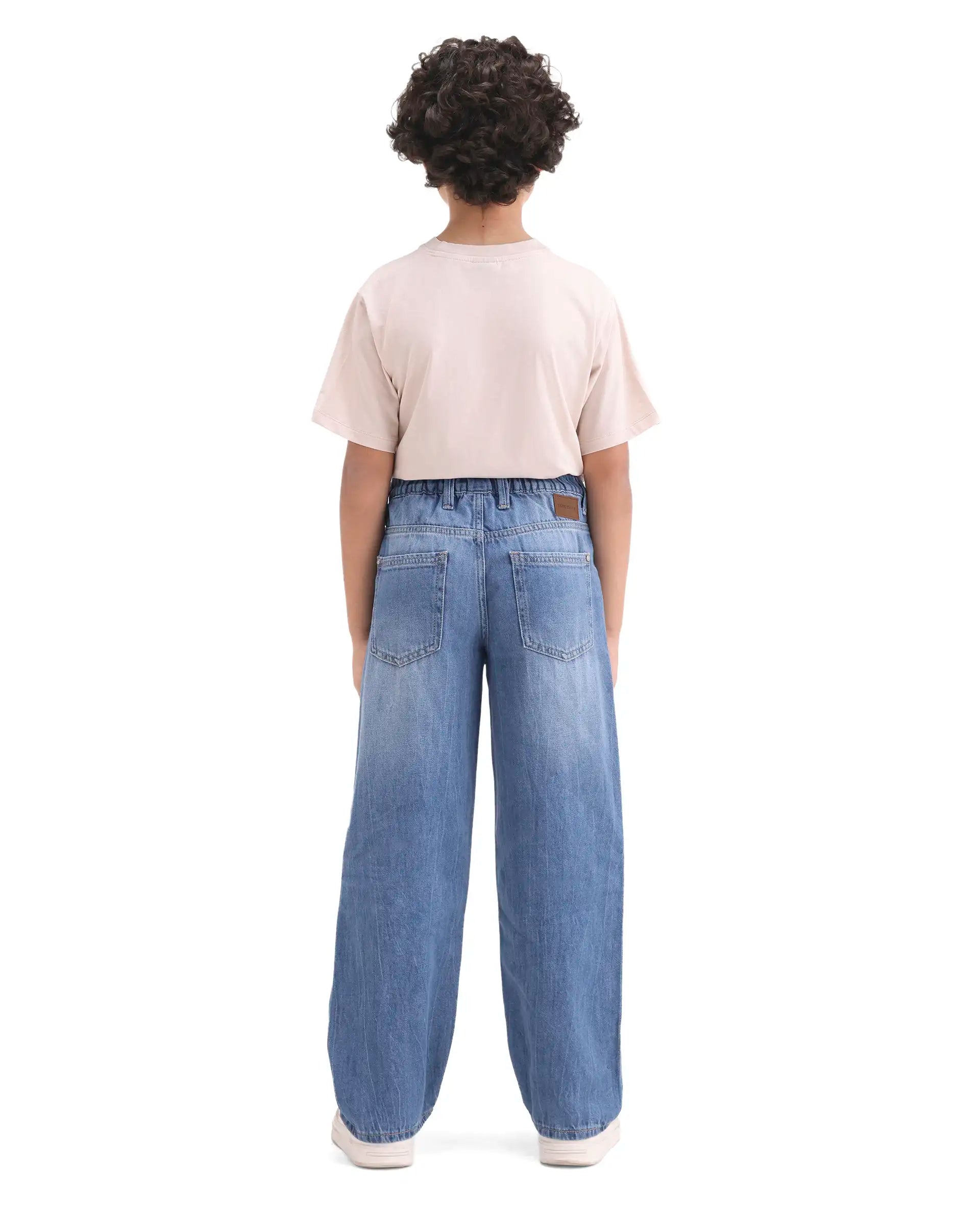 Boys Blue Slouchy Fit Shank Button Jeans