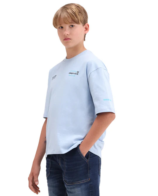 Rare Ones Boys Pastel Blue Puff Print Oversized T-Shirt