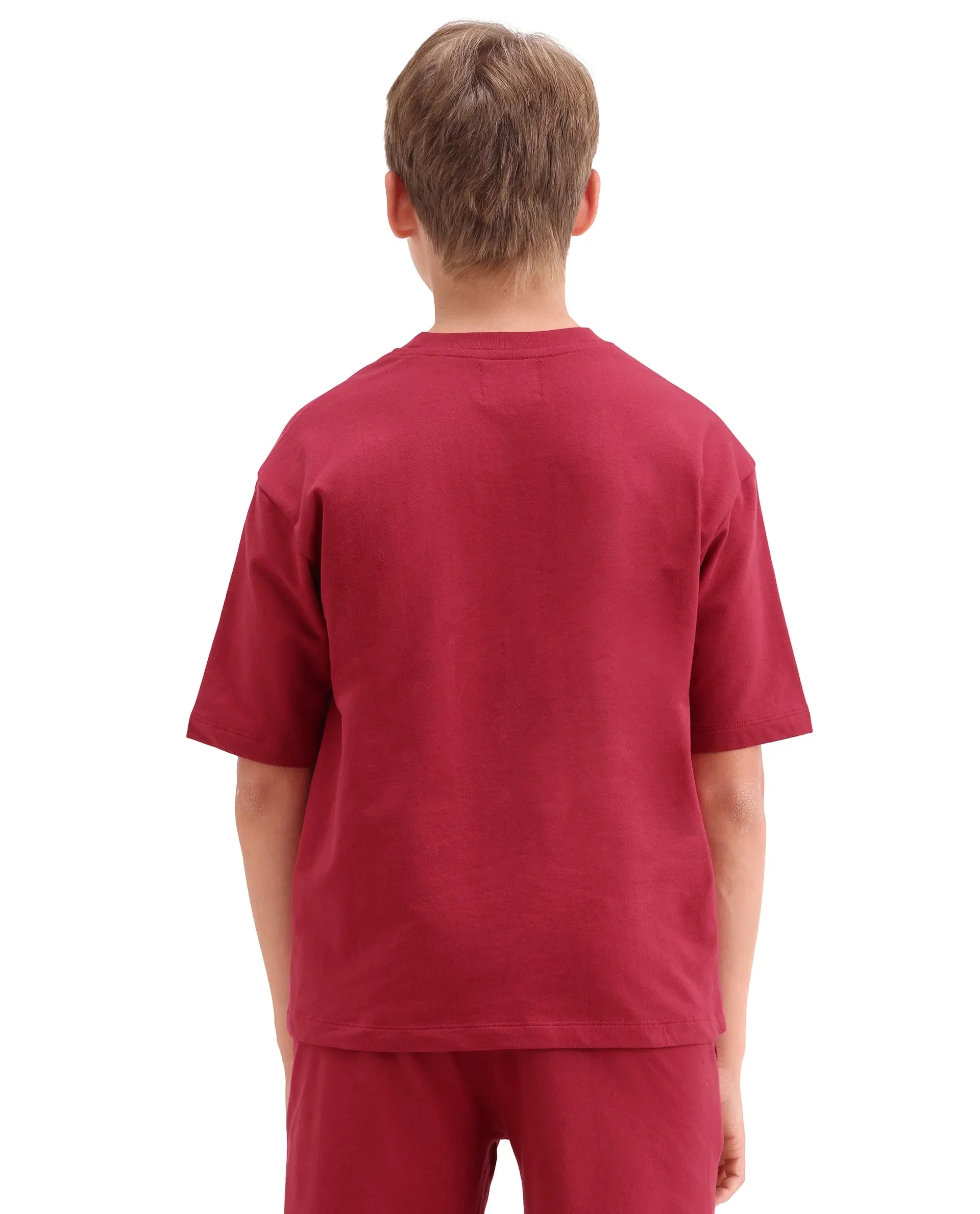 Boys Red Digital Print Oversized T-Shirt