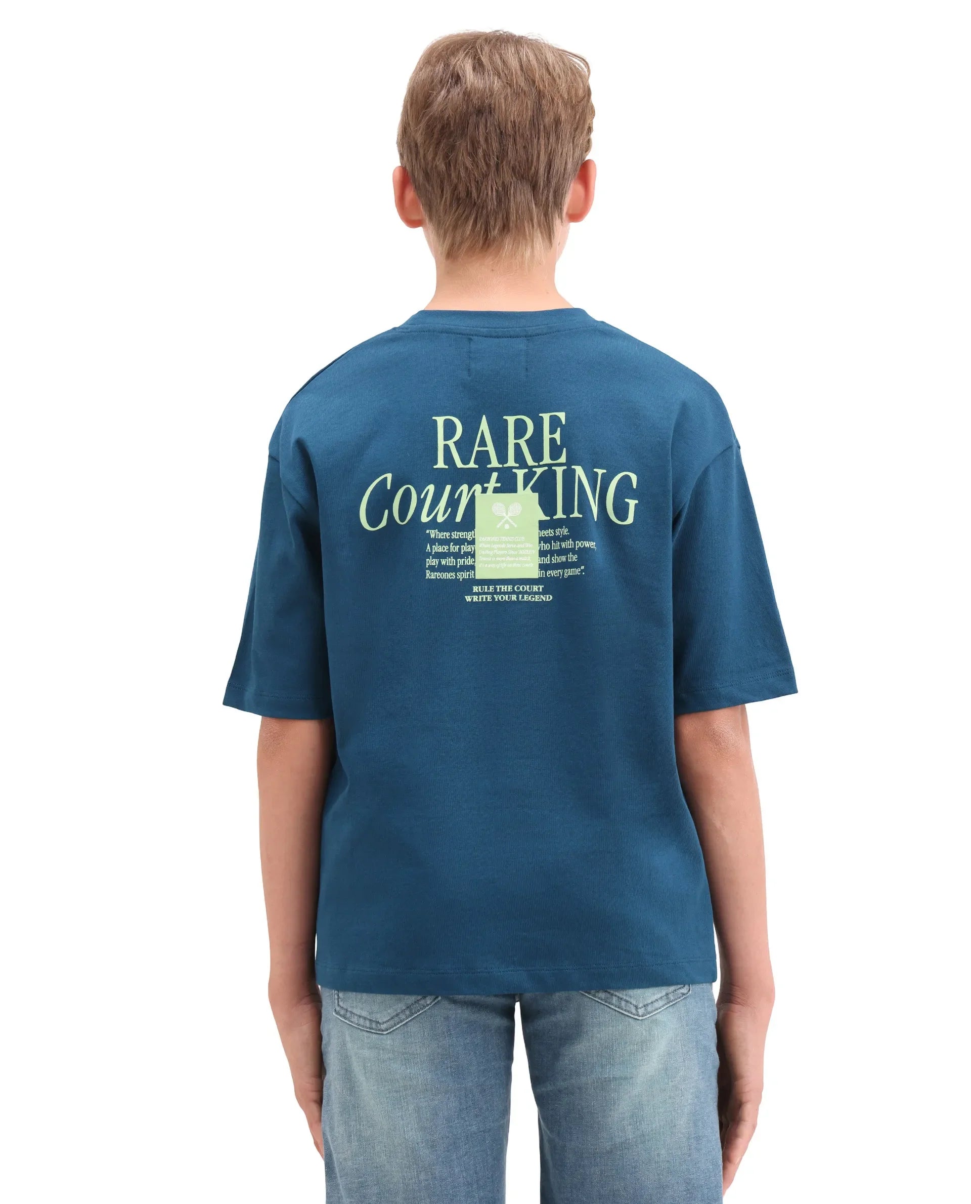 Boys Dark Teal Oversized HD Print T-Shirt