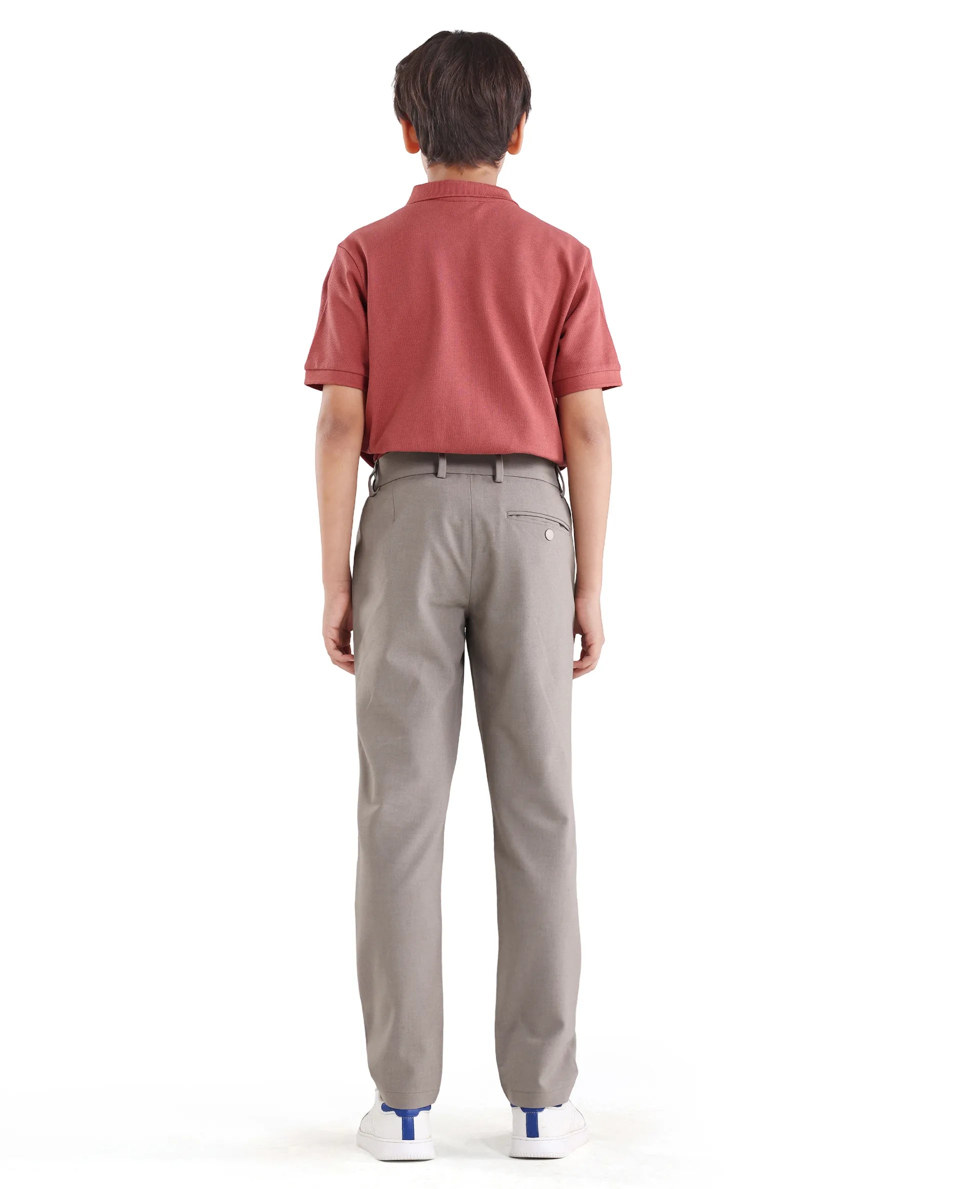 Rare Ones Boys Beige Slim Fit Polyester Blend Trouser