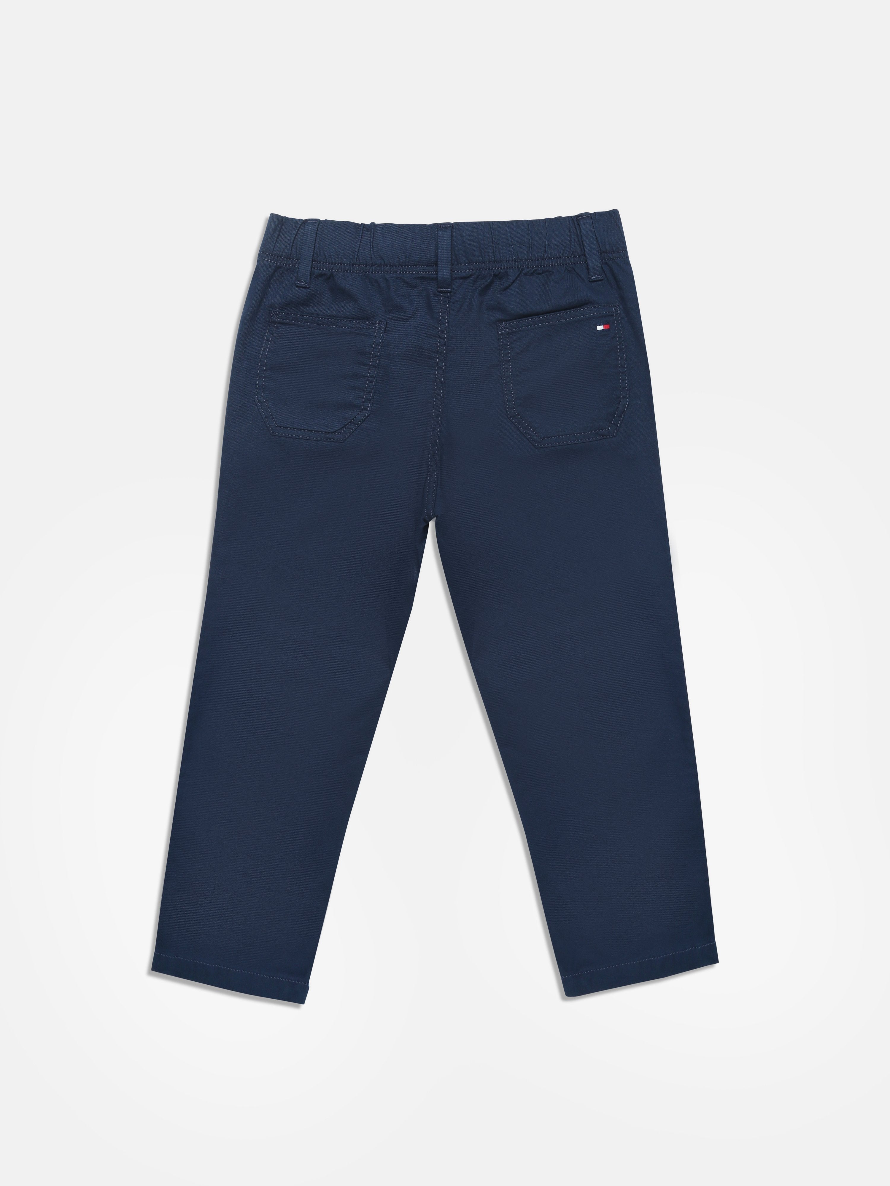 Boys Navy Solid Elasticated Regular Fit Casual Pants