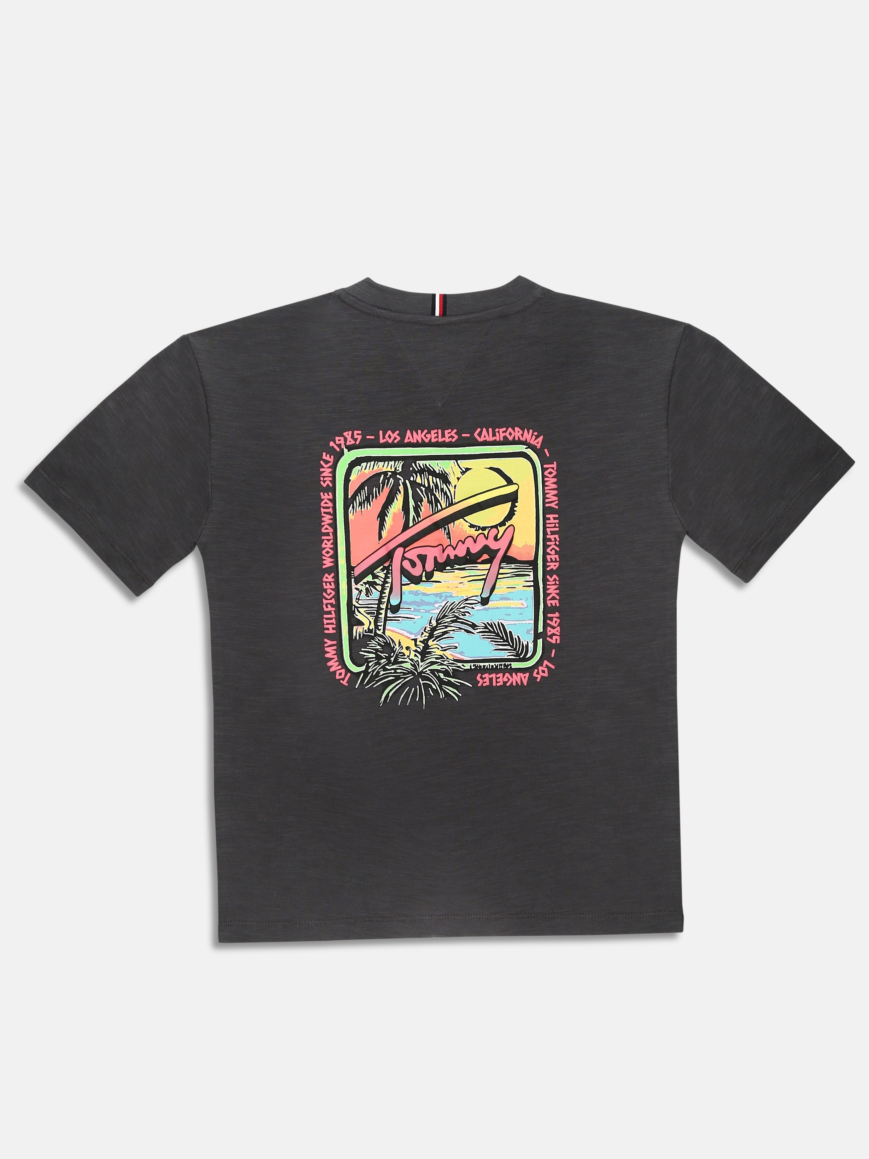 Graphic Washed Black Regenerative Cotton T-Shirt for Boys