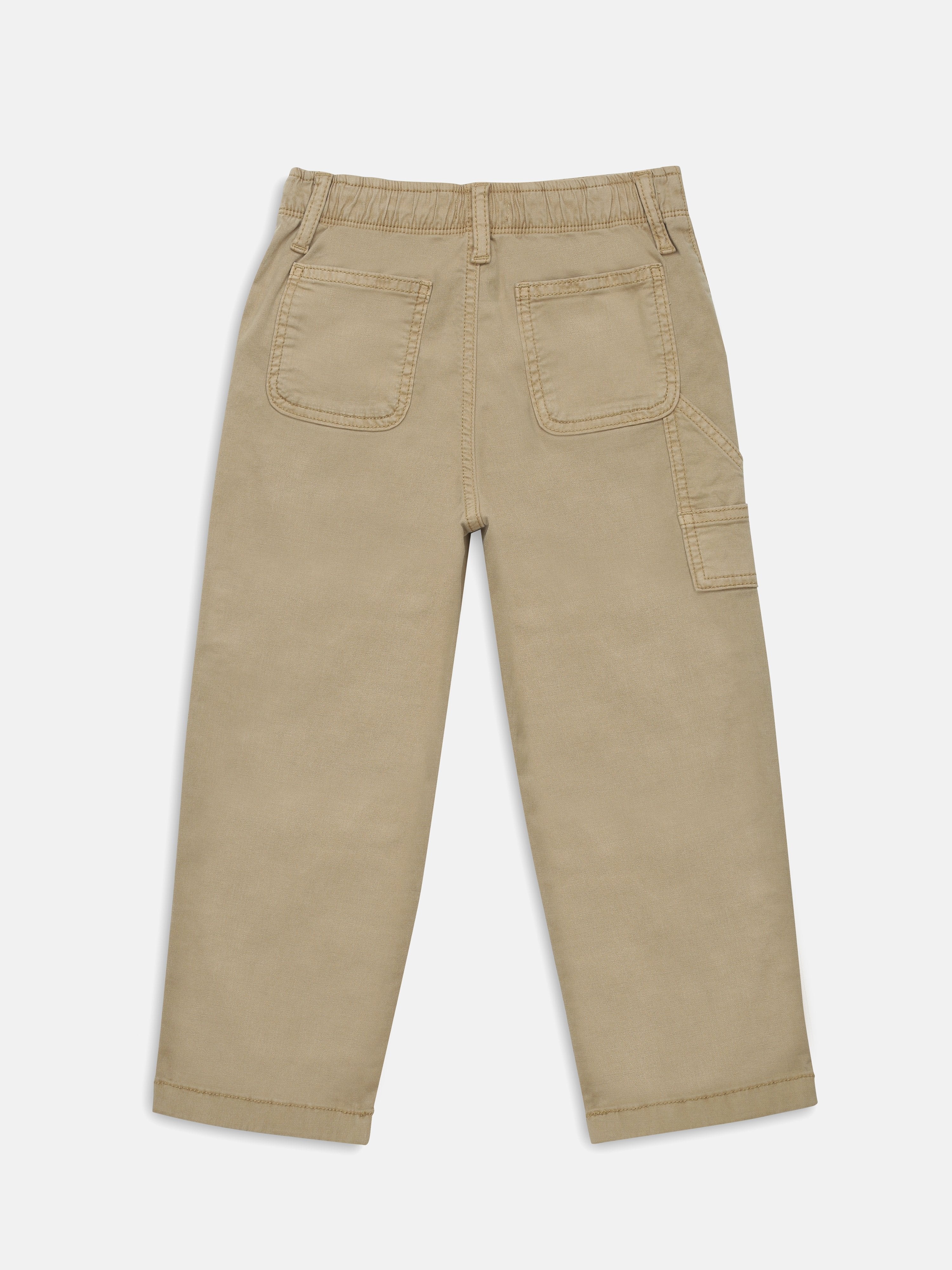 Boys Dark Dune Beige Cargo Cotton Trousers
