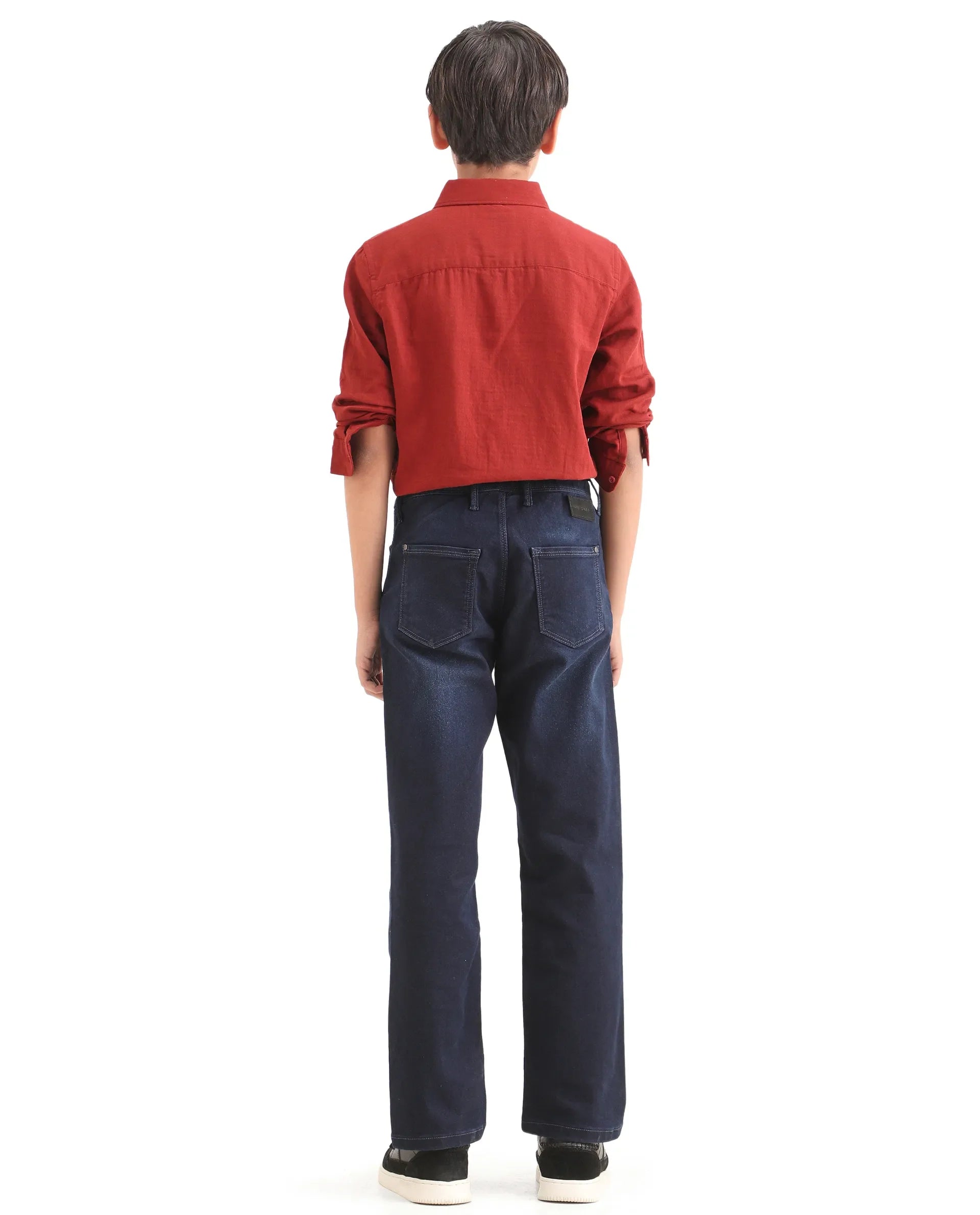 Boys Blue Regular Fit Cotton Blend Jeans