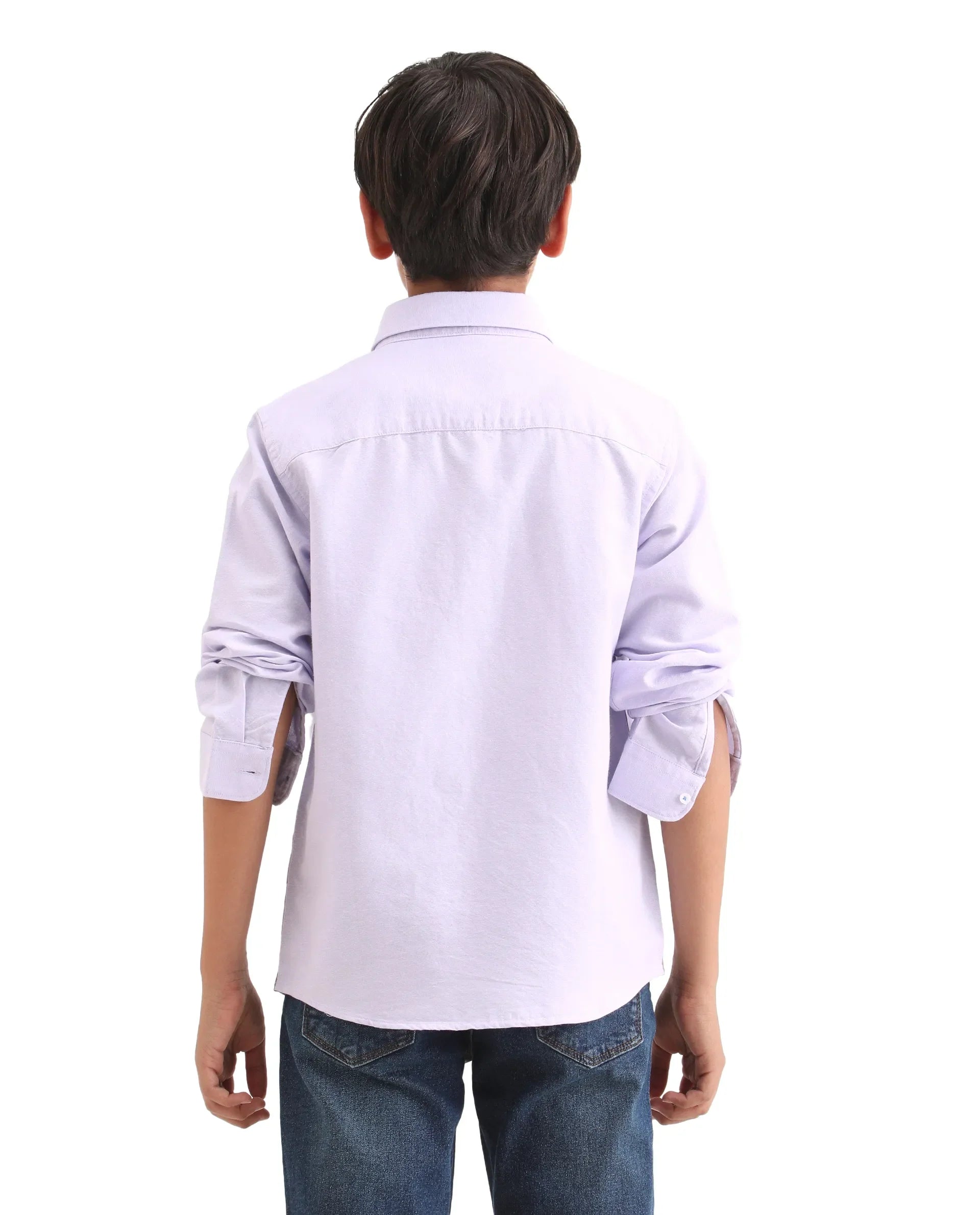 Boys Light Purple Cotton Regular Fit Shirt