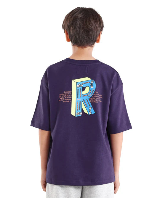 Rare Ones Boys Purple Puff Print Boxy Fit T-Shirt