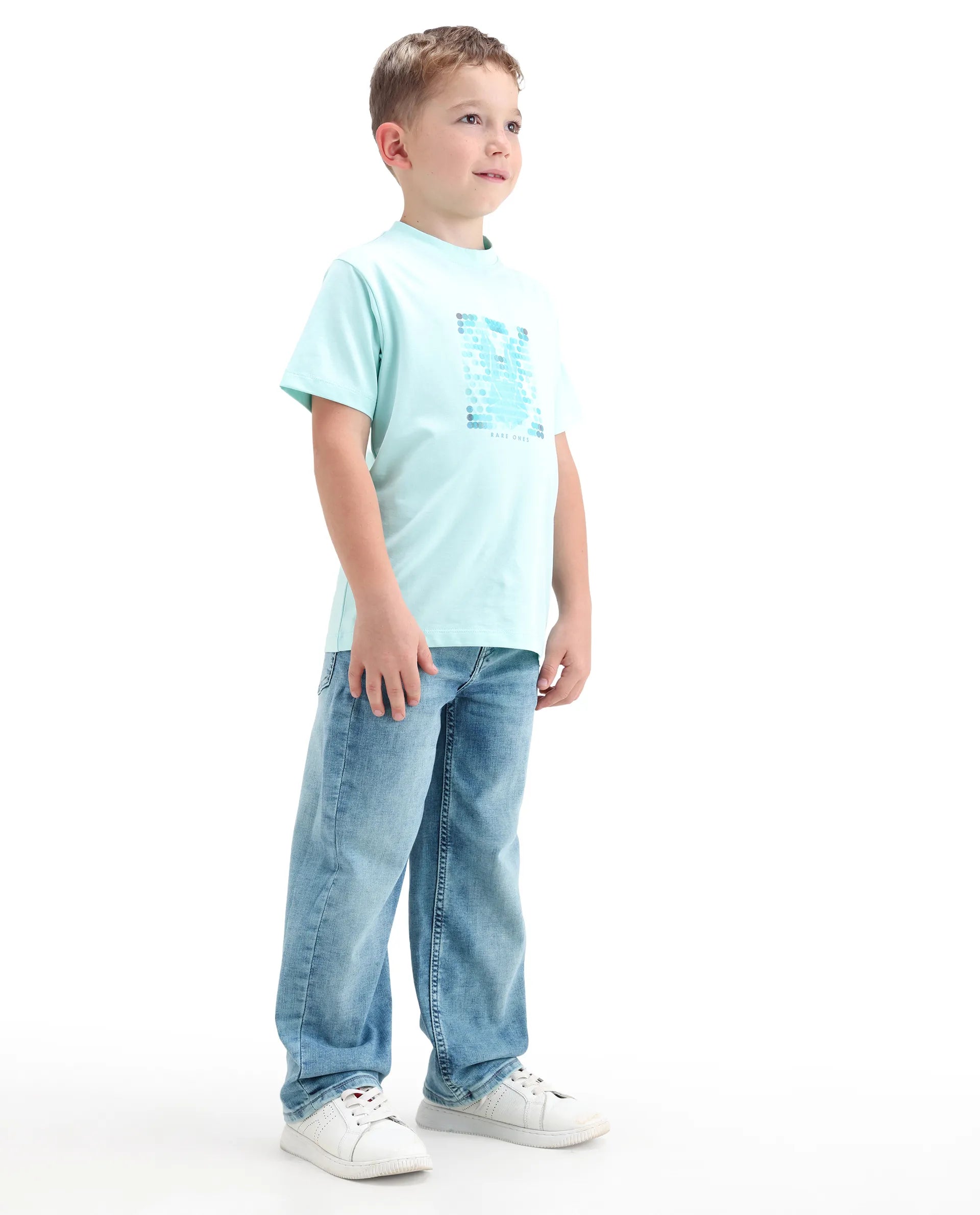 Rare Ones Boys Light Blue Relaxed Fit Cotton Blend Jeans