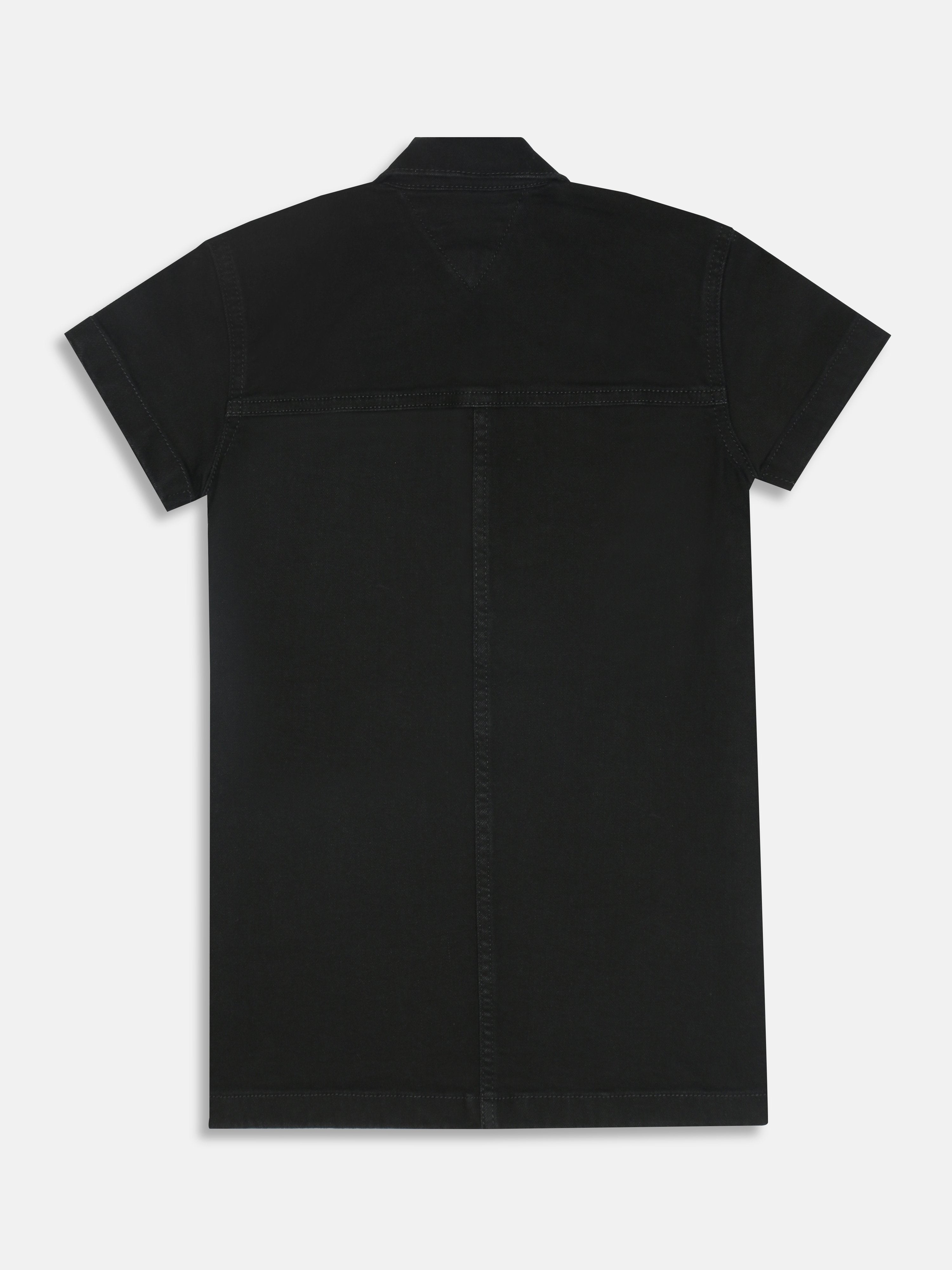 Girls Black Logo BCI Cotton Casual Shirt Dress