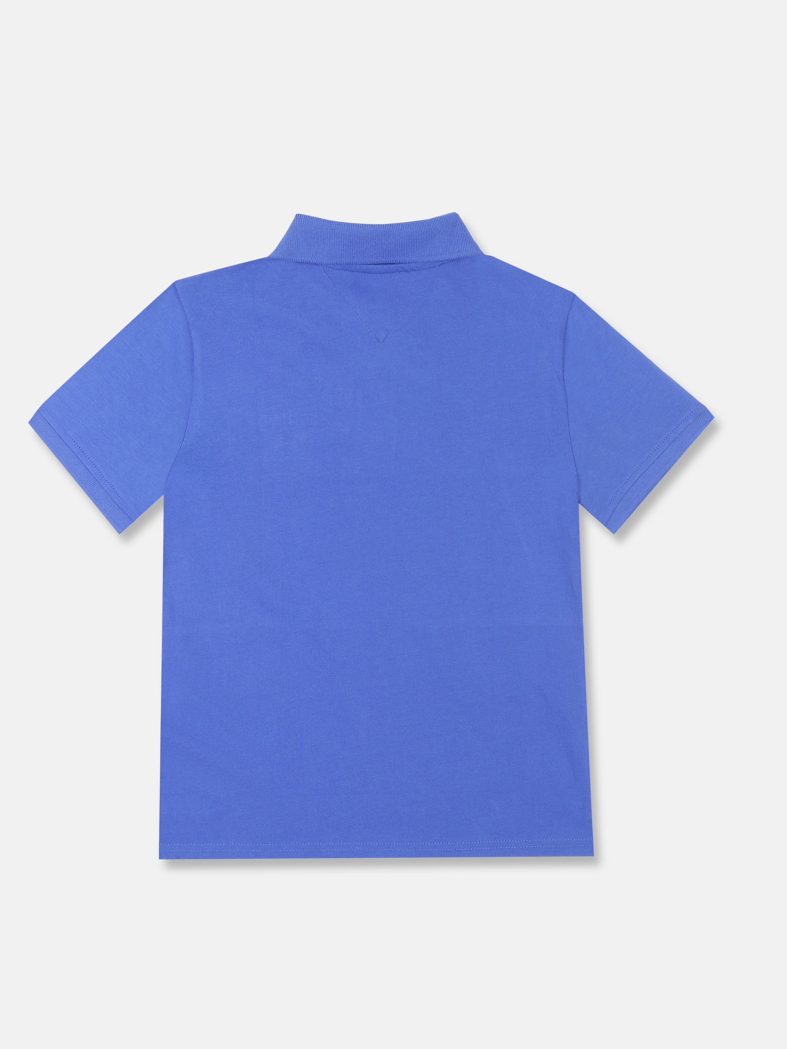 Boys Noble Blue Colorblock Cotton Polo T-Shirt