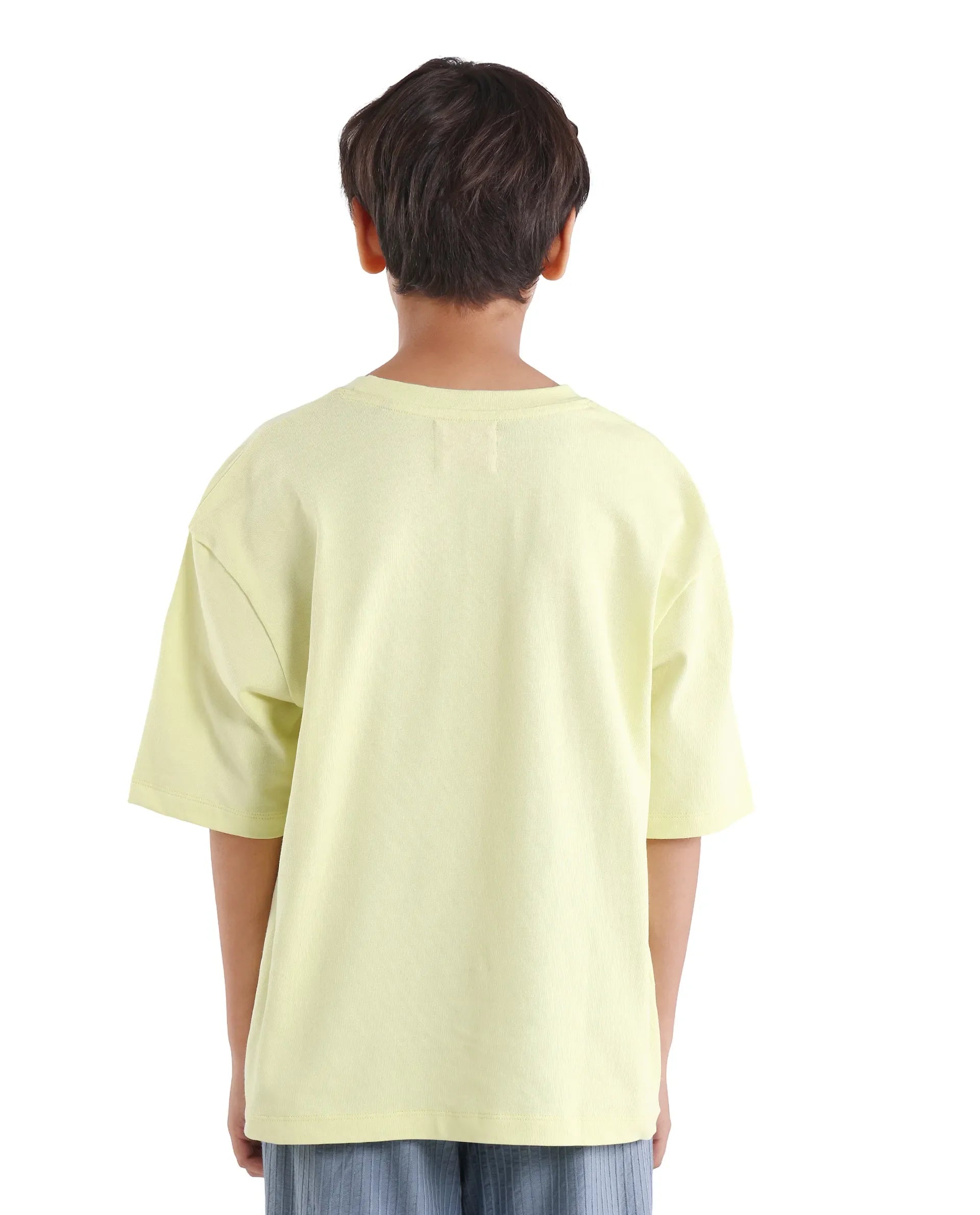 Boys Light Yellow Oversized Cotton T-Shirt