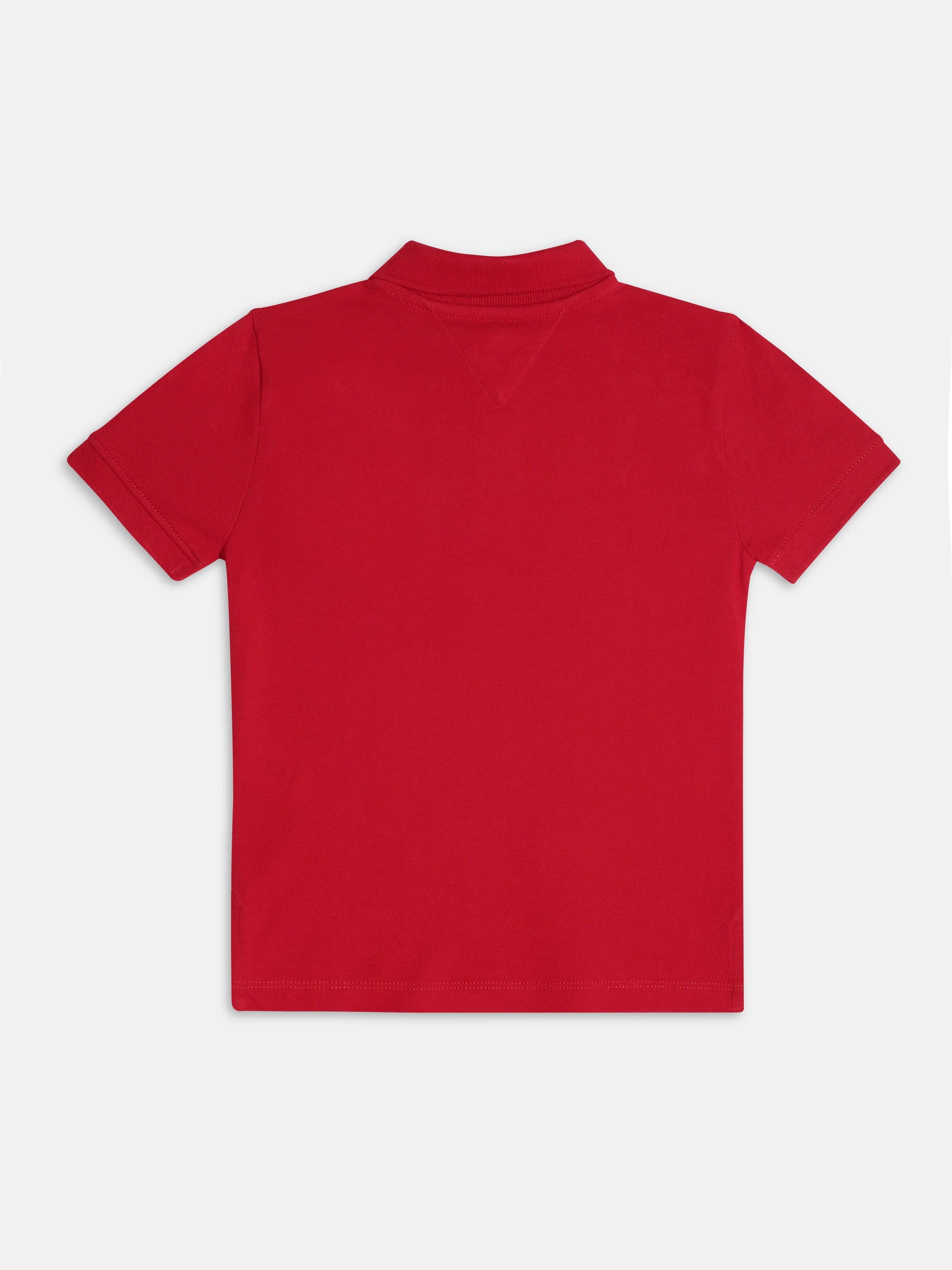 Girls Red Logo Regenerative Cotton Casual Polo Knit Top
