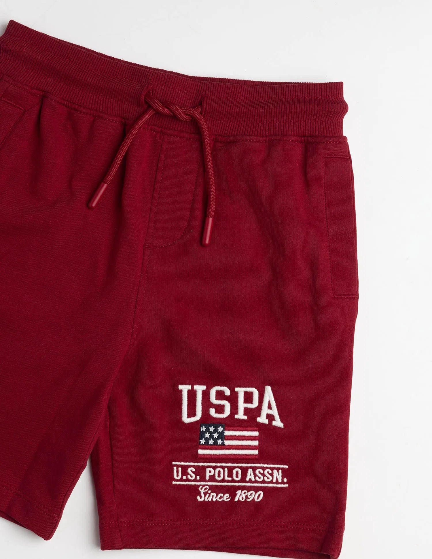 Boys Red Cotton Logo Printed Shorts Regular Fit