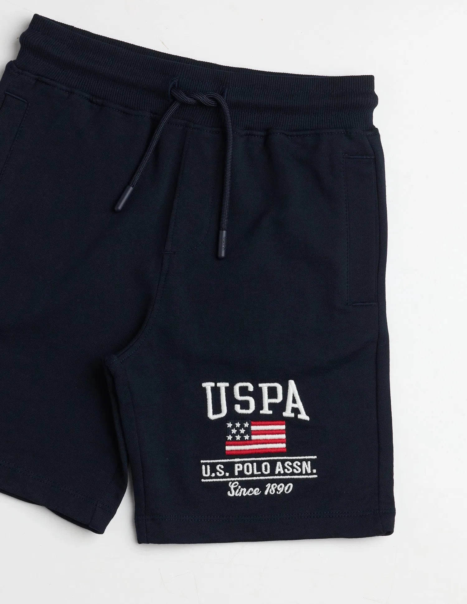 Boys Navy Cotton Logo Printed Shorts Regular Fit