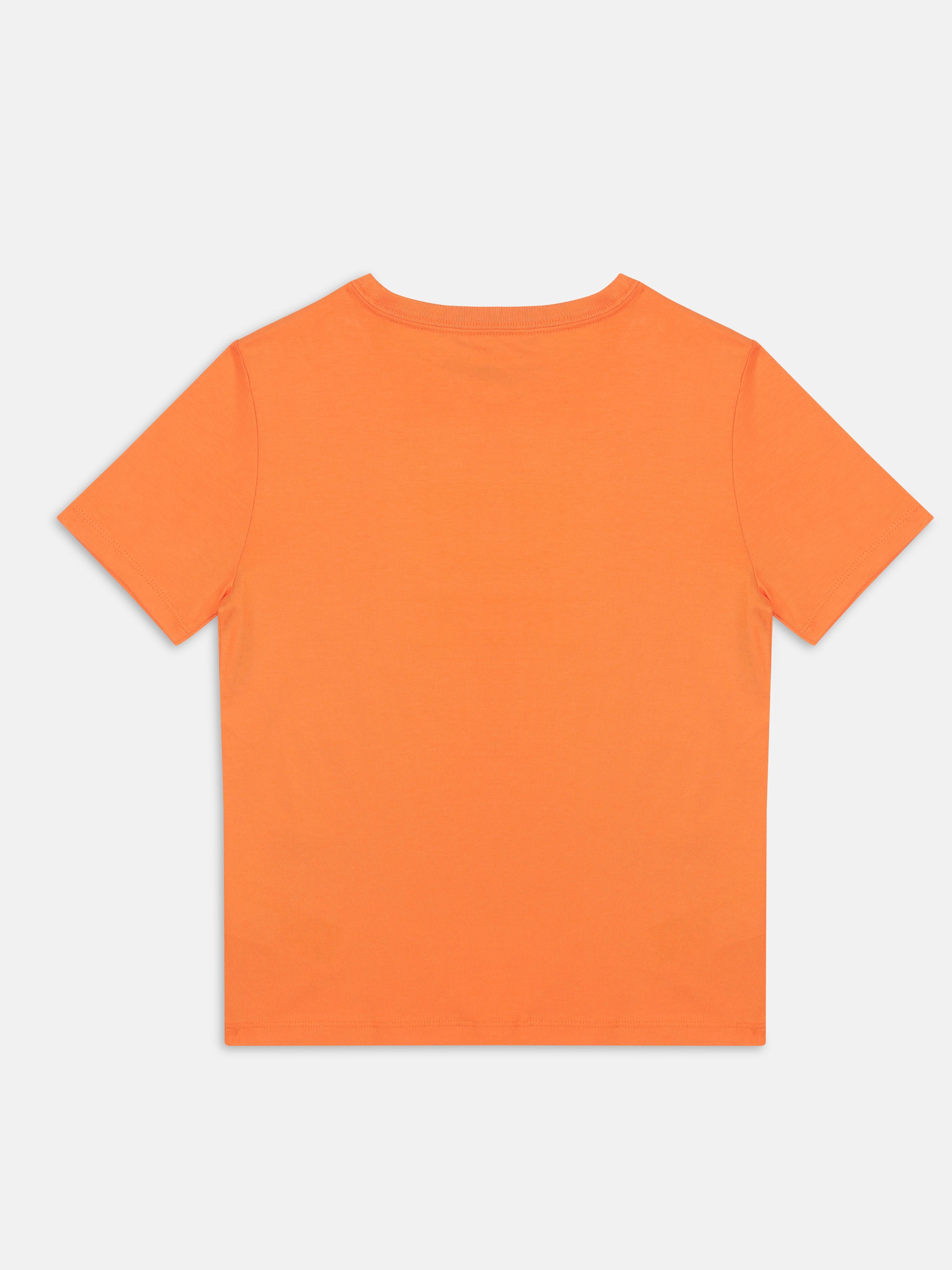 Boys Orange Logo Cotton Regular Fit T-Shirt