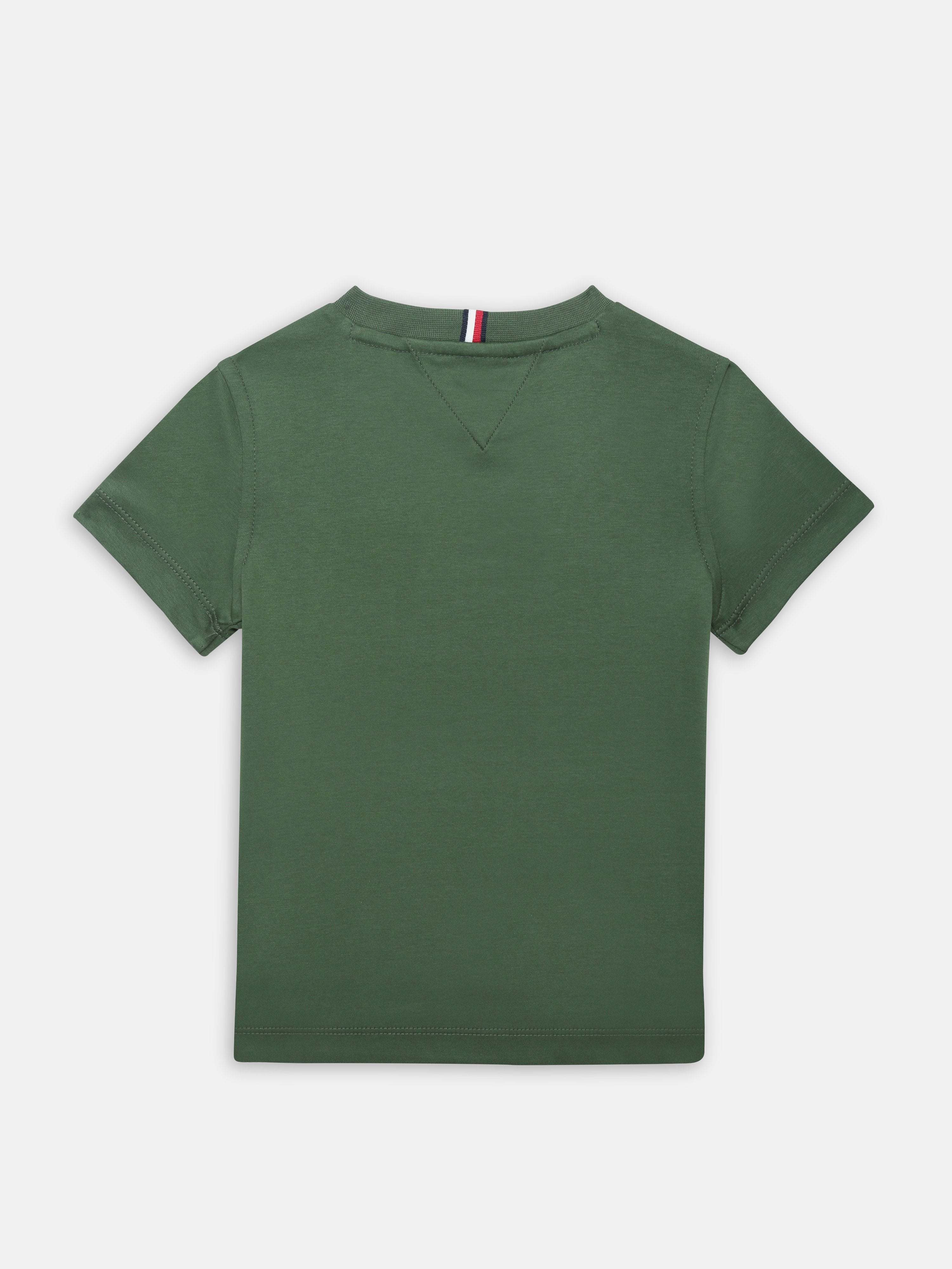 Boys Green Logo Crew Neck Regular Fit Cotton Knit Top