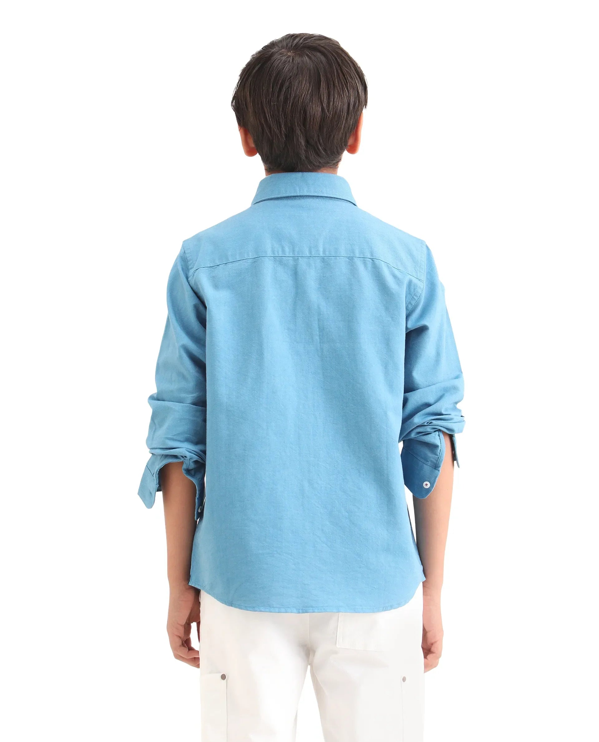 Boys Blue Cotton Regular Fit Casual Shirt