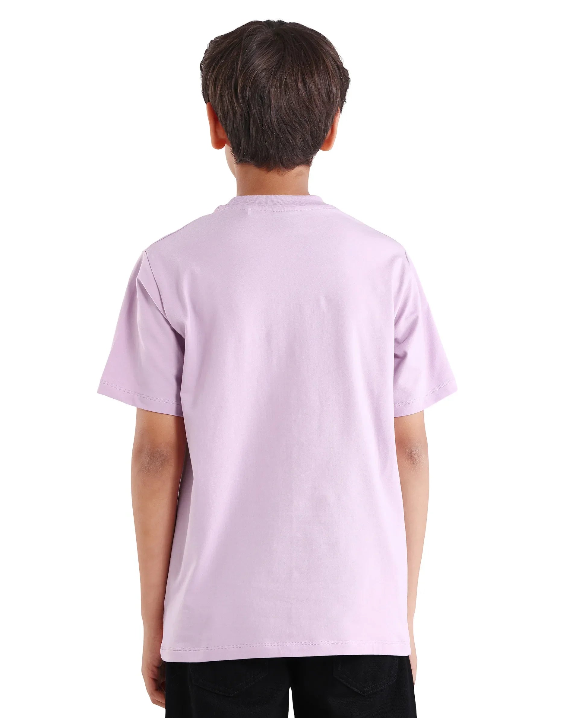 Boys Light Pink Flock Regular Fit T-Shirt